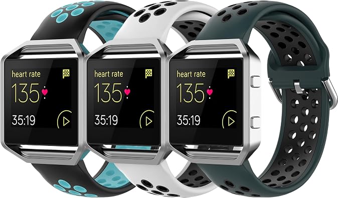3 Pack Compatible With Fitbit Versa/Versa 2/Blaze Watch Bands, Soft Silicone Replacement Strap for Smartwatch, for Women and Men