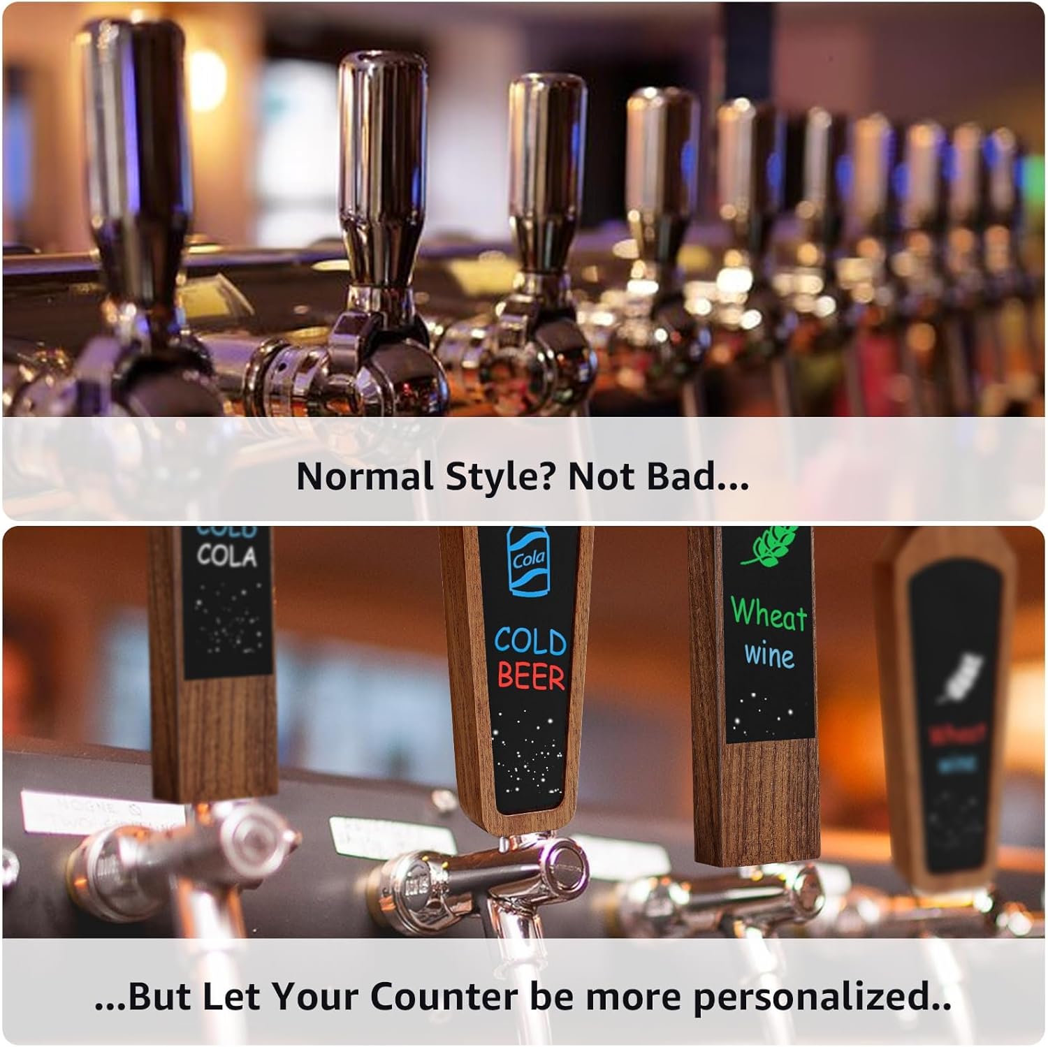 4 Pcs Wooden Beer Tap Handle Chalkboard Tap Handles for Kegerator Tap Handle Two Types of Beer Faucet Handle Beer Gifts for Homebrewers, Bars, Restaurants & Weddings Kegerator Accessories
