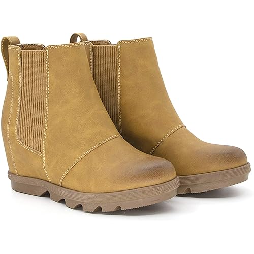 Athlefit Women's Wedge Boots Comfortable Ankle Wedge Booties