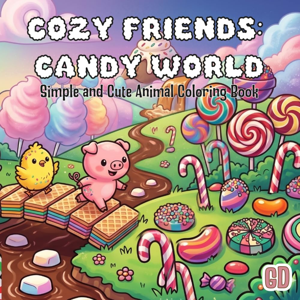 Cozy Friends Candy World: Cute Candy Land, Lollipops & Sweet Fun Coloring Pages for Kids Ages 5–10