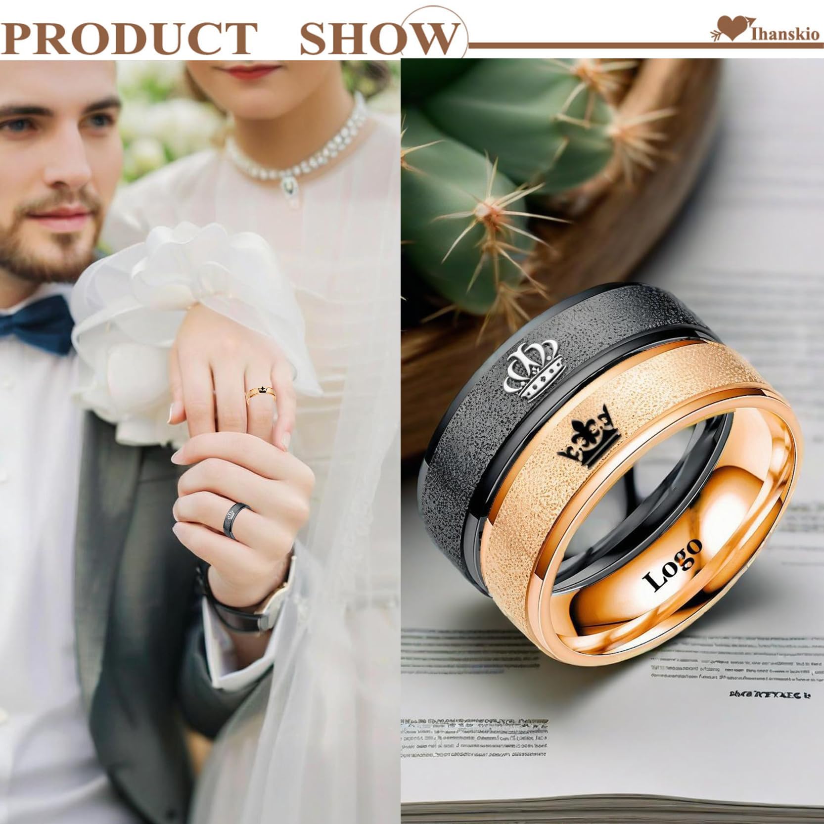Bagues de Couple Couronne Givrée Personnalisées À l'intérieur du Texte Bagues de Promesse Gravées pour Lui et Ses Bandes de Paire Personnalisées pour Fiançailles