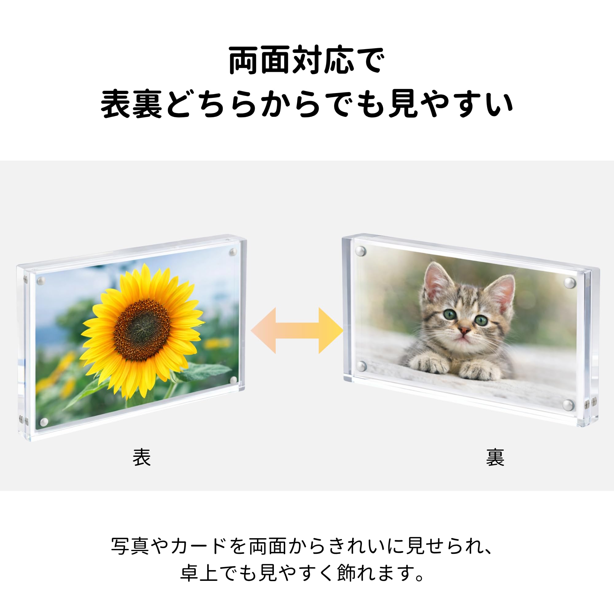 Amazon.co.jp: アクリルフォトフレーム L判 マグネット式 自立型 両面