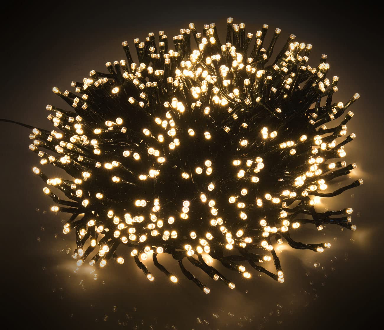 Lunartec Lichterkette innen: 2er LED-Büschel-Lichterkette, 1.000 LEDs, 8 Modi, IP44, 10 m, warmweiß (Büschellichterkette Outdoor, Ledkette, Baum)