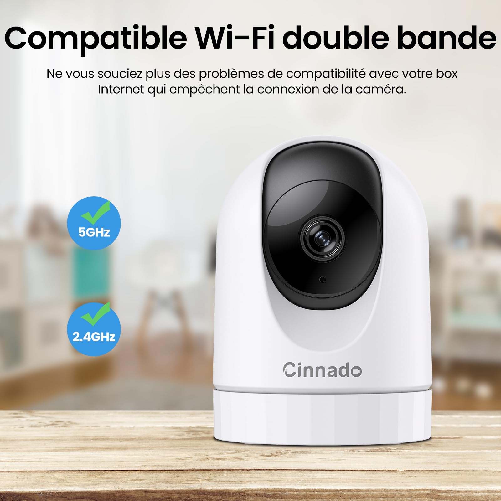 Cinndo 5 MP Wewnętrzna kamera Wi-Fi -5 G/2,4 GHz, kamera monitorująca Wi-Fi dla dziecka z kolorowym widzeniem w nocy, obsługuje śledzenie ruchu, kompatybilna z Alexa