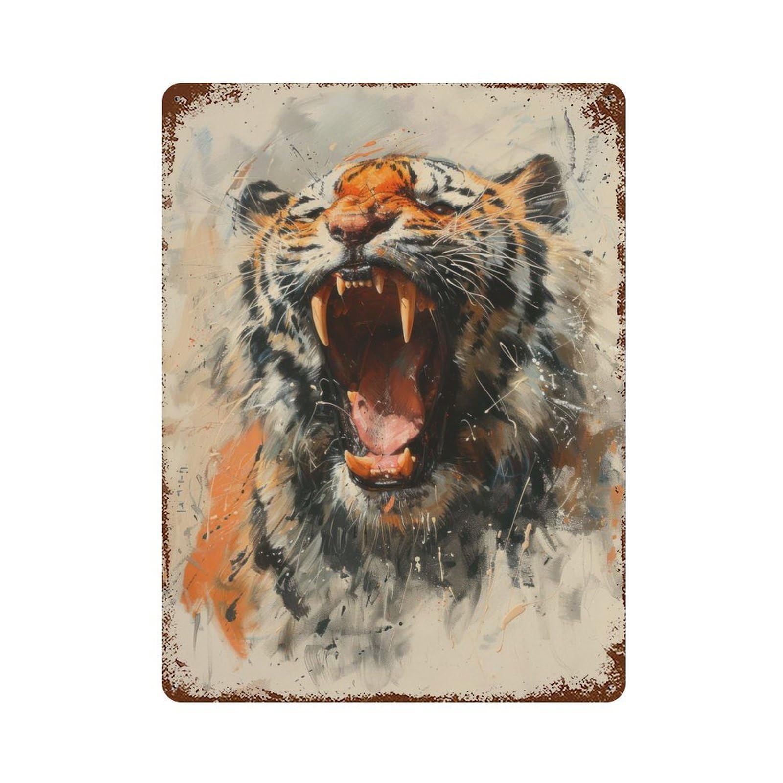 Roaring Fury Aged Metal Wall Plaque 15.7"x11.8", Industrial Home Decor for Pub, Kitchen And Man Cave Decor