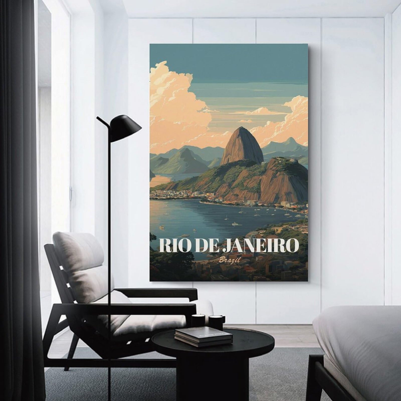 Junmoney Room Decor Wall Art Rio De Janeiro Vintage, 20x30inch(50x75cm), for Flats, Guest Rooms Or Compact Rooms, Wall Decor with Flexible Room Appeal