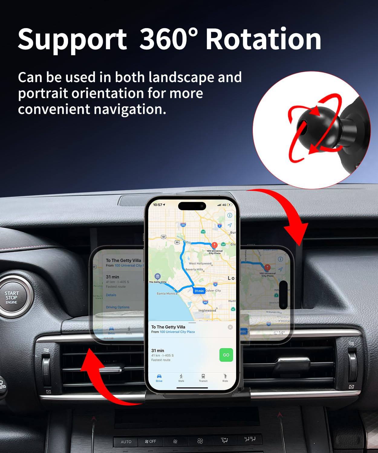 Supporto per telefono da auto per Lexus is300/350/250/200t 2014-2020, compatibile con MagSafe, rotazione a 360°, mani libere, non influisce sulla bocchetta dell'aria