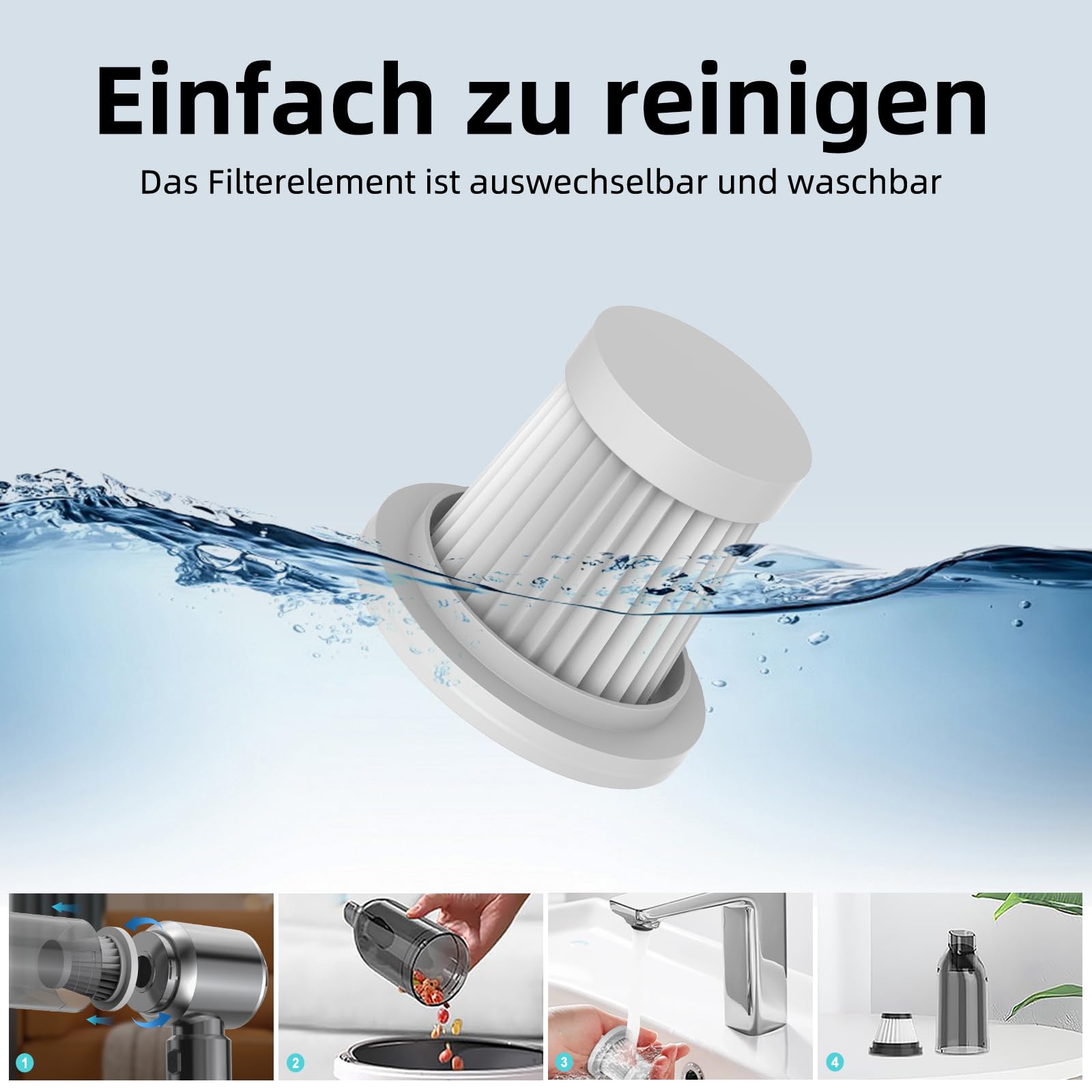 Handstaubsauger, Handstaubsauger Akku, 26000Pa Autostaubsauger mit Bürstenloser Motor, 3-Gang Mini Staubsauger, Auto Kabellos Staubsauger für Büro Genutzt, Haus, Küche, Tierhaare