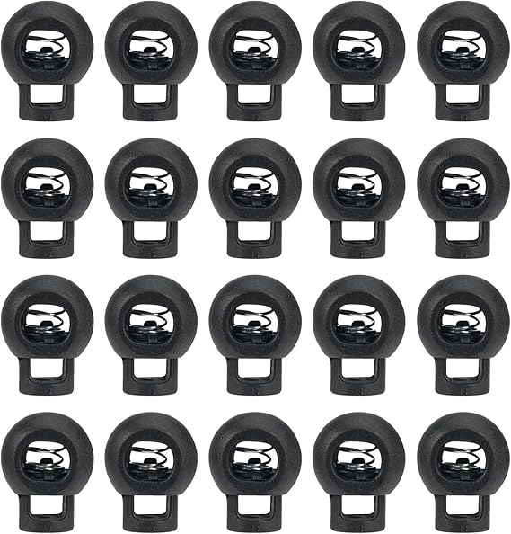 20 Fermacorda A Molla - Foro Doppio 22x20 Mm - Per Cordini Da 4 Mm - Plastica - Per Zaini, Scarpe, Tende - Foto 2