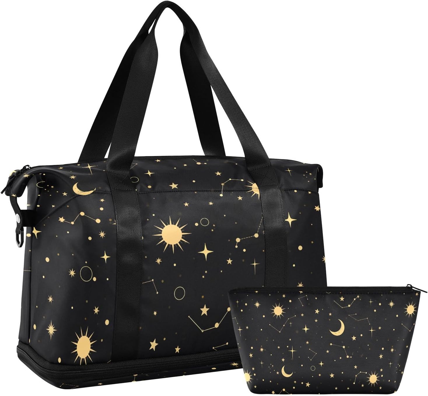 ALAZA Moon Sun Starry Night Gym Bag Sports Duffel Bag with Shoes Compartment, Overnight Weekender Travel Tote Bag for Women Men Trip College