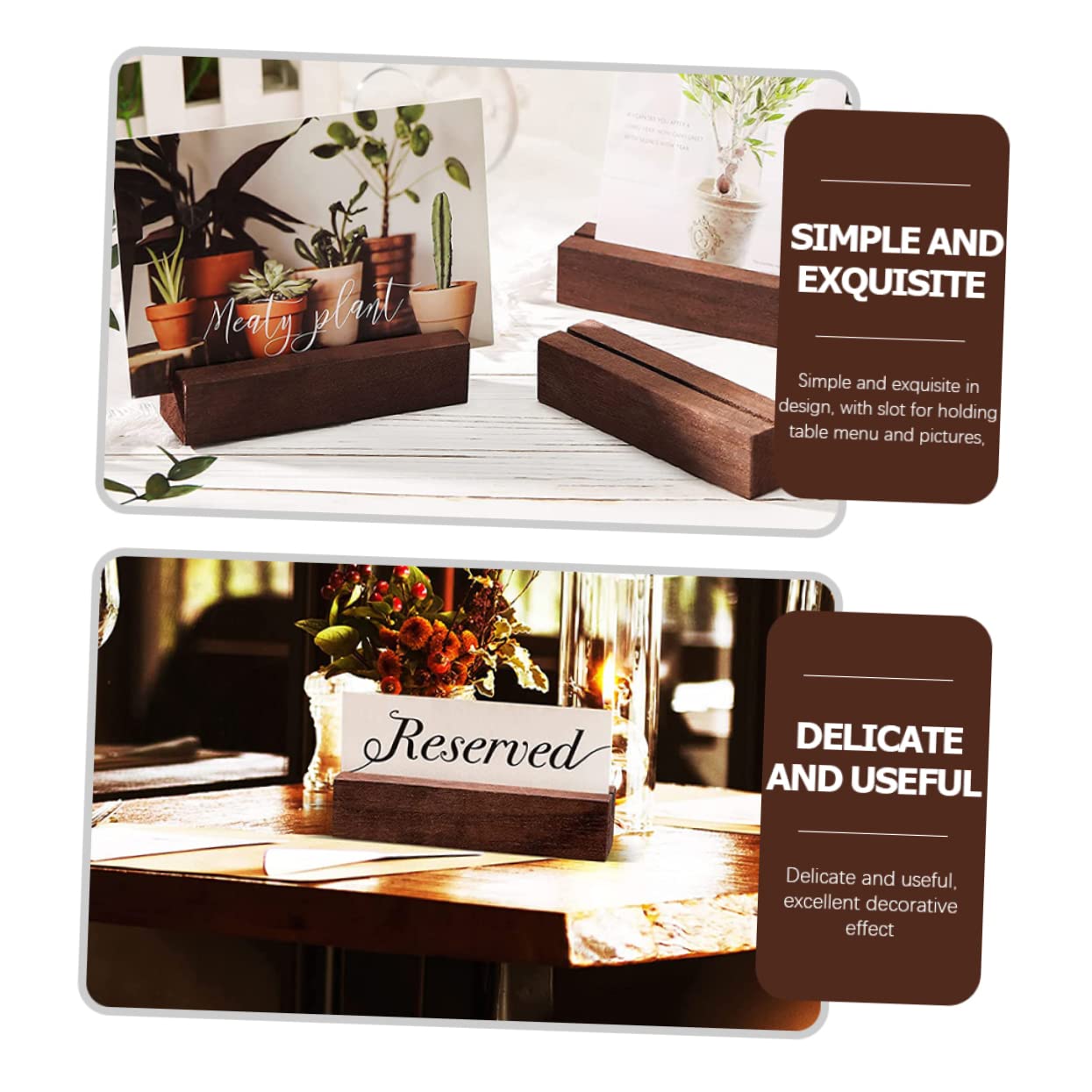 PRETYZOOM 48 Soportes De Madera para Tarjetas De Mesa Soporte para Fotos Soporte para Clip Números De Mesa Nombre para Mostrar Soporte De Escritorio Soporte para Números De Mesa
