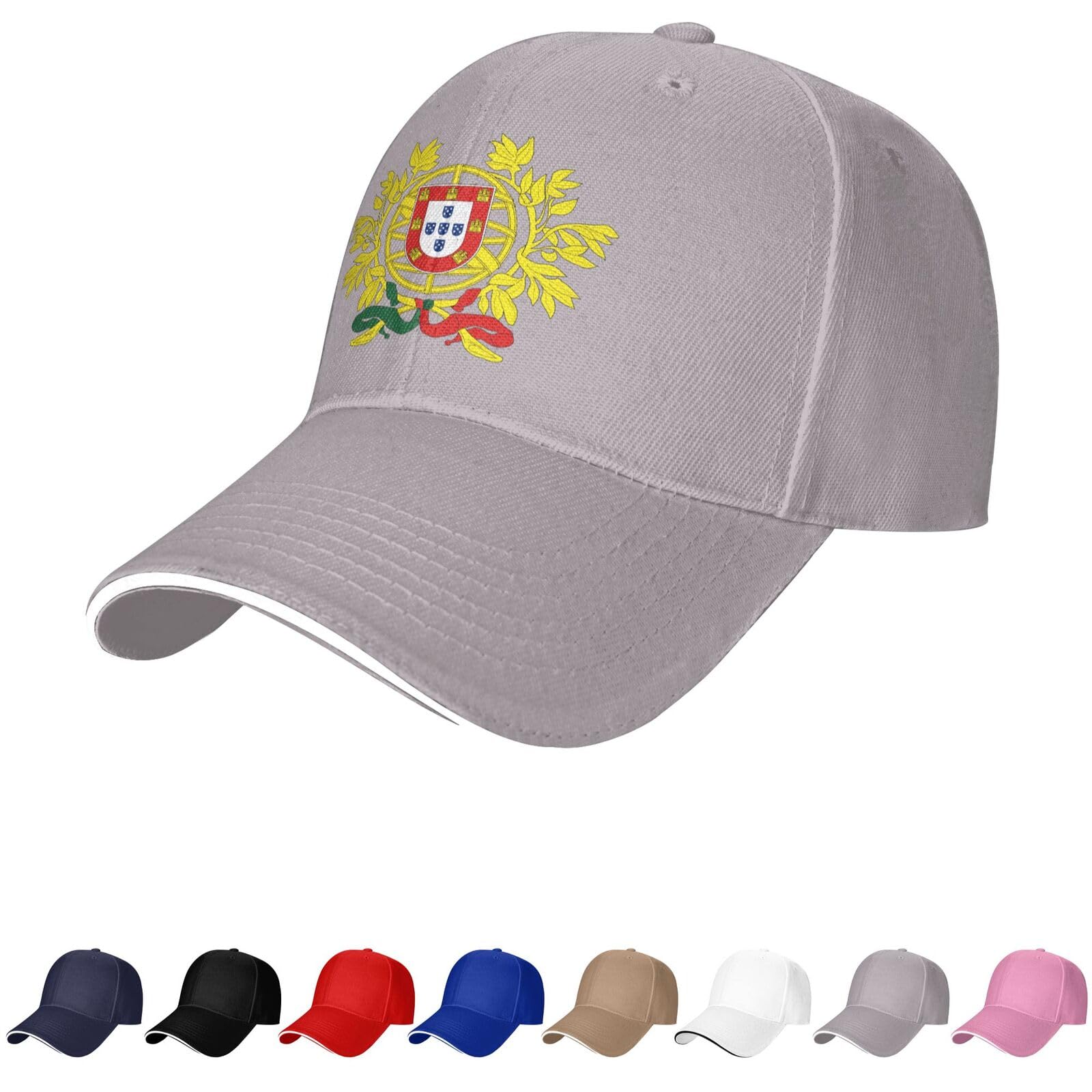 Portugal Emblem Hat Portuguese Caps for Man Woman Coat of Arms of Portugal Baseball Cap Trucker Dad Hat Gray