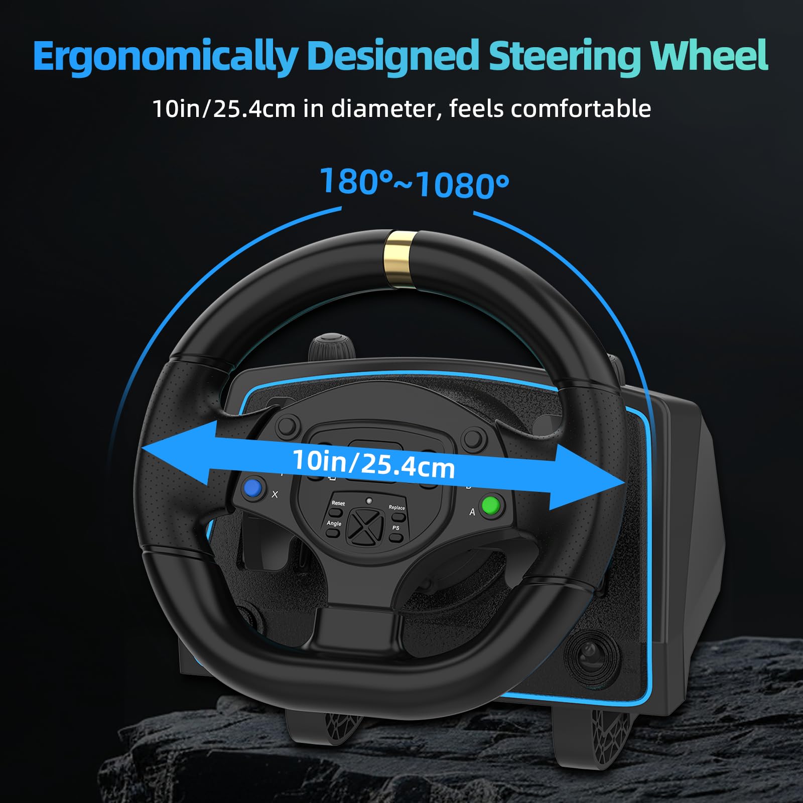 DOYO Volante da corsa con pedali e cambio, ruota da gioco 1080°, pedali effetto Hall, feedback delle vibrazioni, volante per PC, Xbox One, Xbox Series X|S, PS3 e Switch