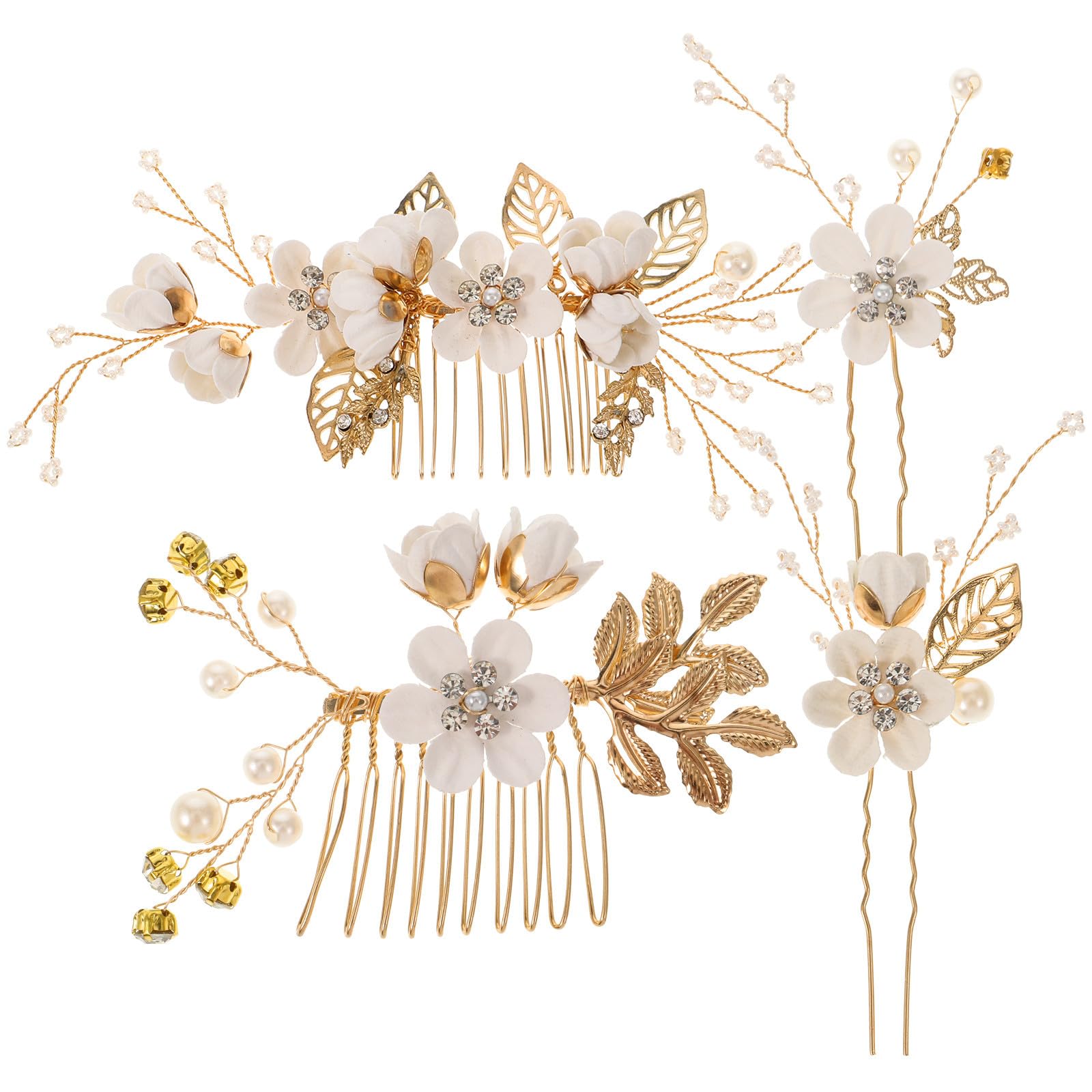 Healvian 1 Set Haarkamm-clips für Die Hochzeit, Florale Brauthaaraccessoires, Grüner Strass-haarschmuck aus Legierung für Brautjungfern Und Hochzeitsgäste