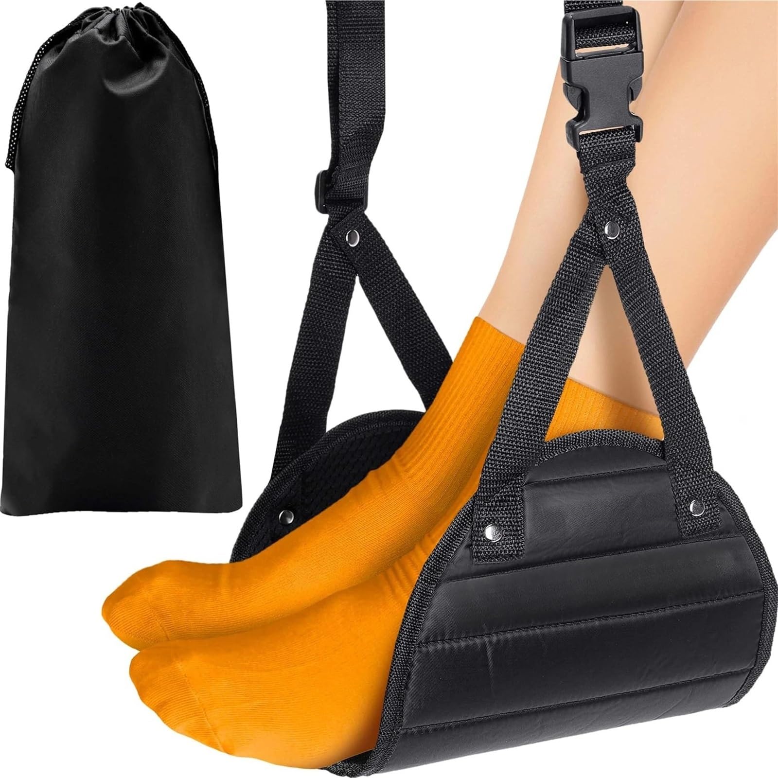 Poggiapiedi Per Aereo 1/3/5PCS Amaca Sospensione Gamba Regolabile Auto Da Viaggio Ufficio Cinghia Aereo Poggiapiedi Mobili Giardino(Black-5Pcs)