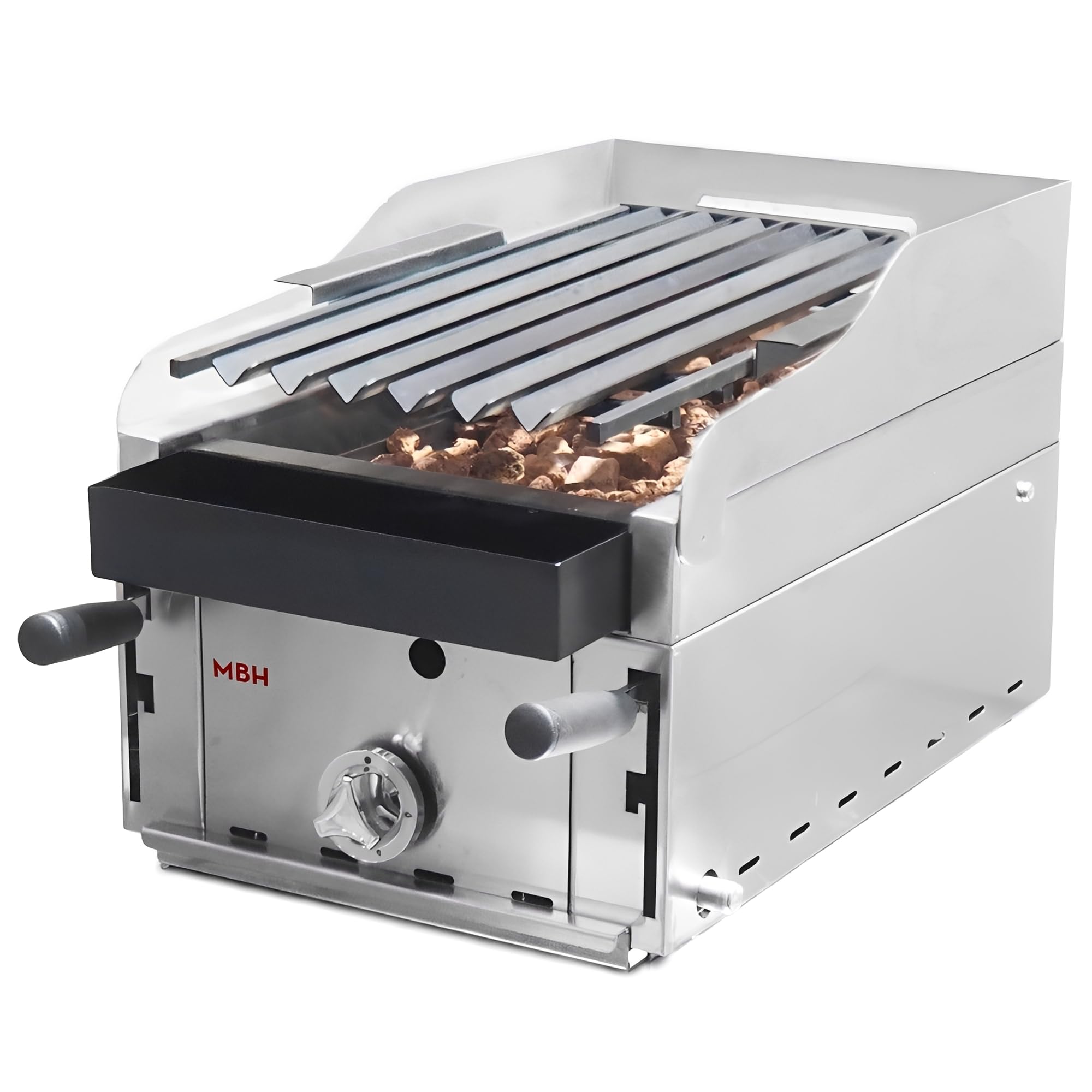 MBH Profesjonalny grill gazowy z kamienia wulkanicznego, 35 cm, ekonomiczny, przemysłowy grill i ogrodniczki do baru, restauracji, hotelarstwa.