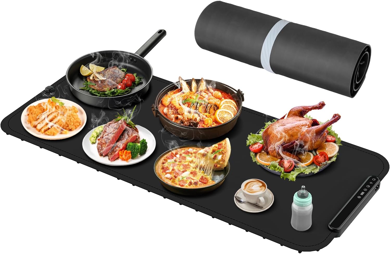 Warming Mat for Food - Electric Warming Tray, XXL(36"x16") Food Warmer Mat with Fast Full Surface Heating, Silicone Heating Mat for Party Buffet, Great Gift for Women, Hosts (Black)