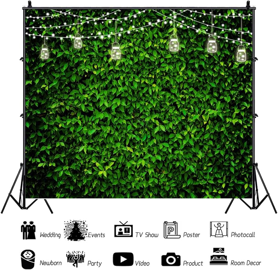 Green Leaves Photography Backdrop 10x8ft Spring Summer Wedding Birthday Baby Shower Photo Background Party Decorations Portrait Photoshoot Studio Photo Booth Props