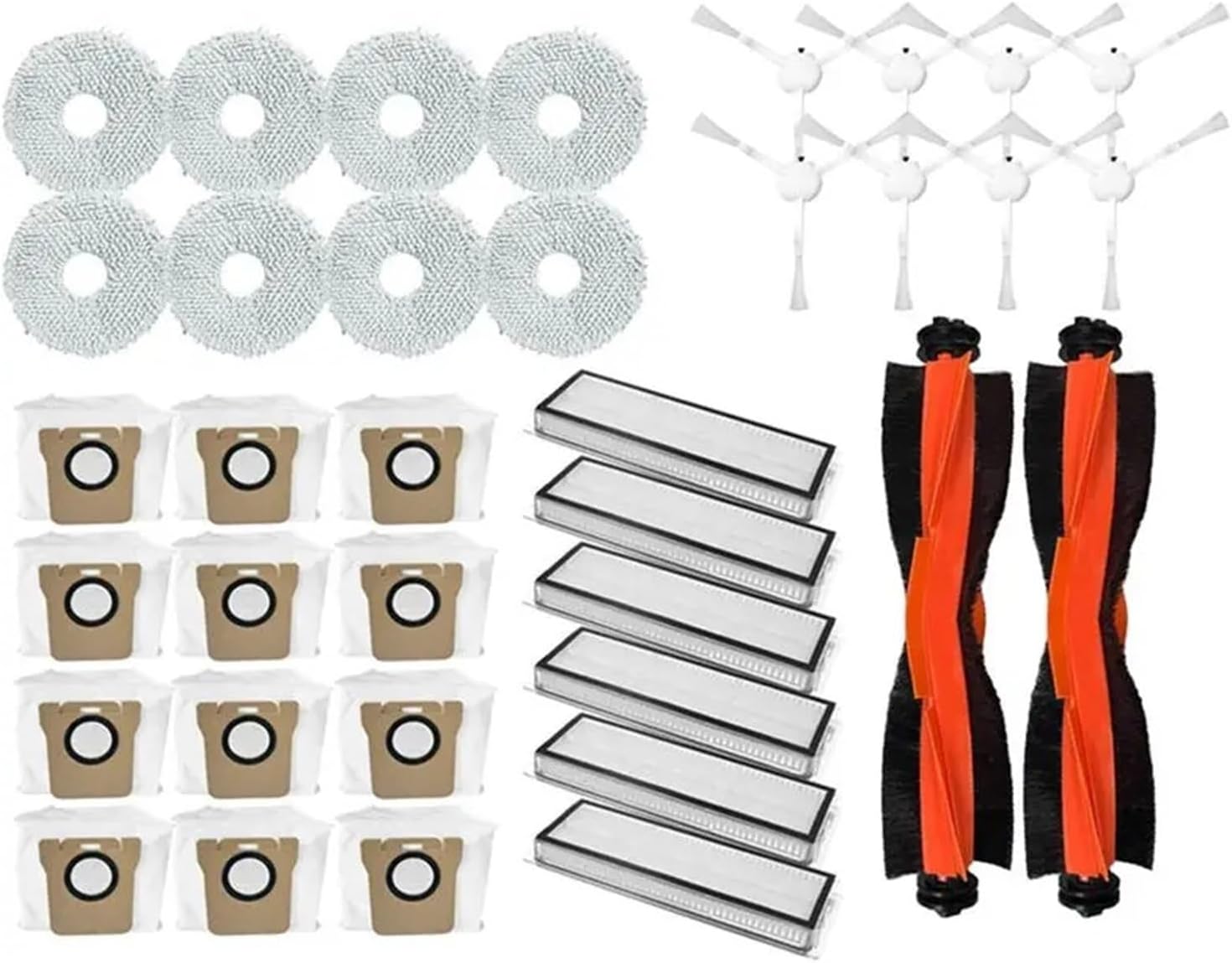 Compatible for Xiaomi X20 Plus X10 Plus X20 Plus X10 Plus, 36PCS Brush Filter Mop Cloth Dust Bag Set for Vacuum Cleaner Replacement Part