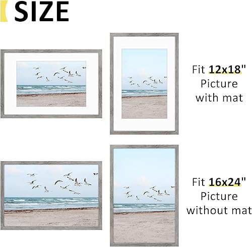 Vista 69 de Frametory, Los marcos de 16 x 20 pulgadas muestran imágenes de 11 x 14 pulgadas con paspartú o fotos de 16 x 20 pulgadas sin paspartú, vidrio Plata