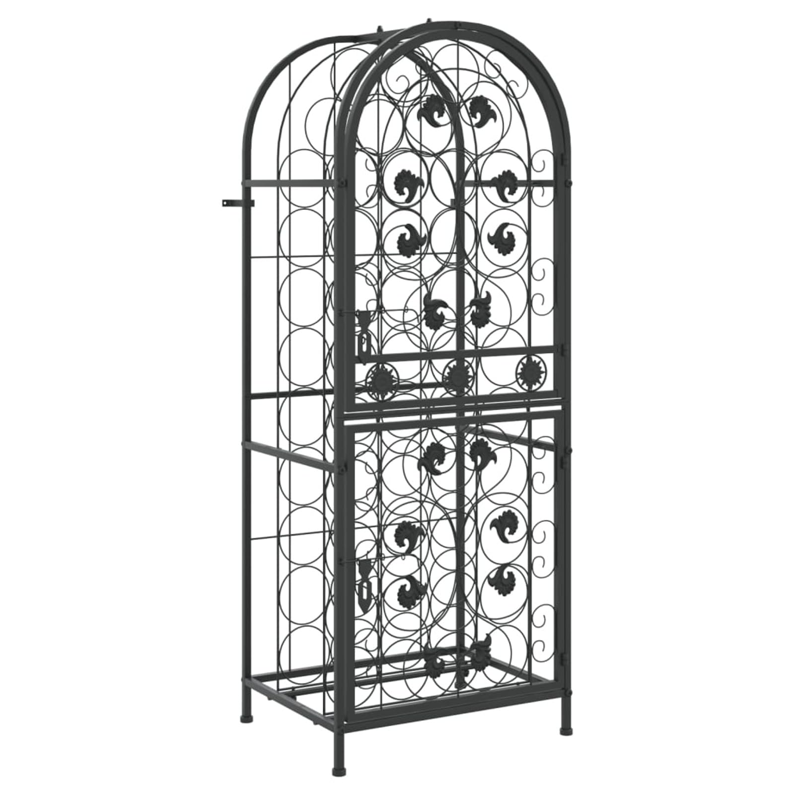 Homgoday Botellero de vino, botellero de vino, botellero de vino, soporte para vino, mueble para 41 botellas, negro, 45 x 36 x 120 cm, de hierro forjado