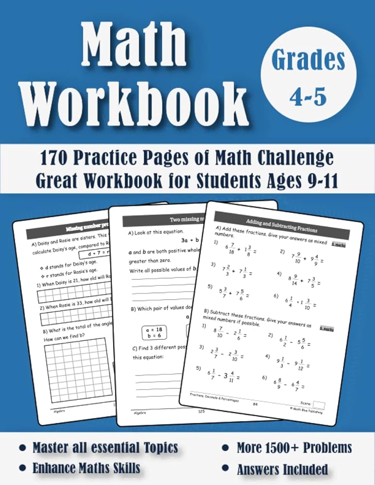 math-workbook-grades-4-5-math-practice-book-worksheets-for-4th-and-5th-grades-exercise-workbook-for-kids-ages-9-11-year-olds-with-answers-publishing-math-blue-9798385978717-amazon-com-books for Free Printable Math Worksheets For 5th Graders Math Workbook Grades 4-5: Math Practice Book Worksheets For 4th and 5th Grades | Exercise Workbook For Kids Ages 9-11 Year Olds (With Answers): Publishing, Math Blue: 9798385978717: Amazon.com: Books for Free Printable Math Worksheets For 5th Graders
