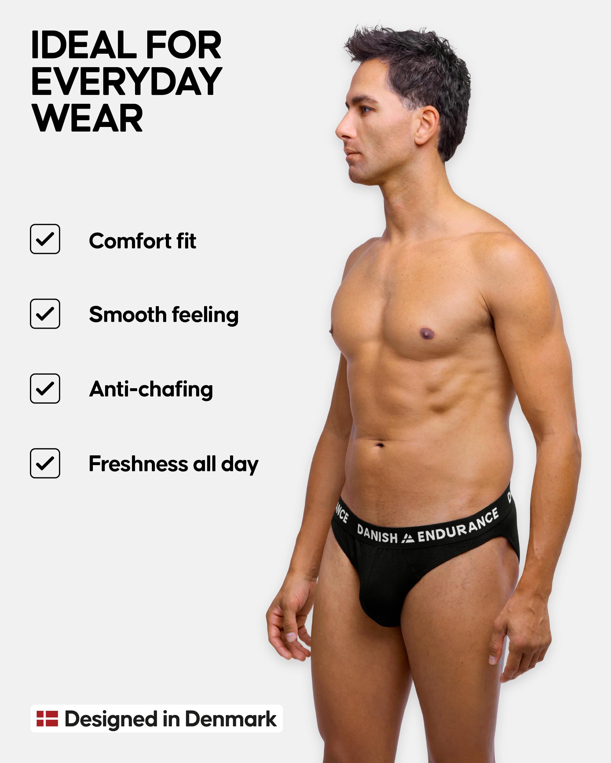 DANISH ENDURANCE Slip Uomo in bambù, Mutande Uomo Ultra Morbide e Traspiranti, Slip Comodi Senza Etichetta, 6 Paia