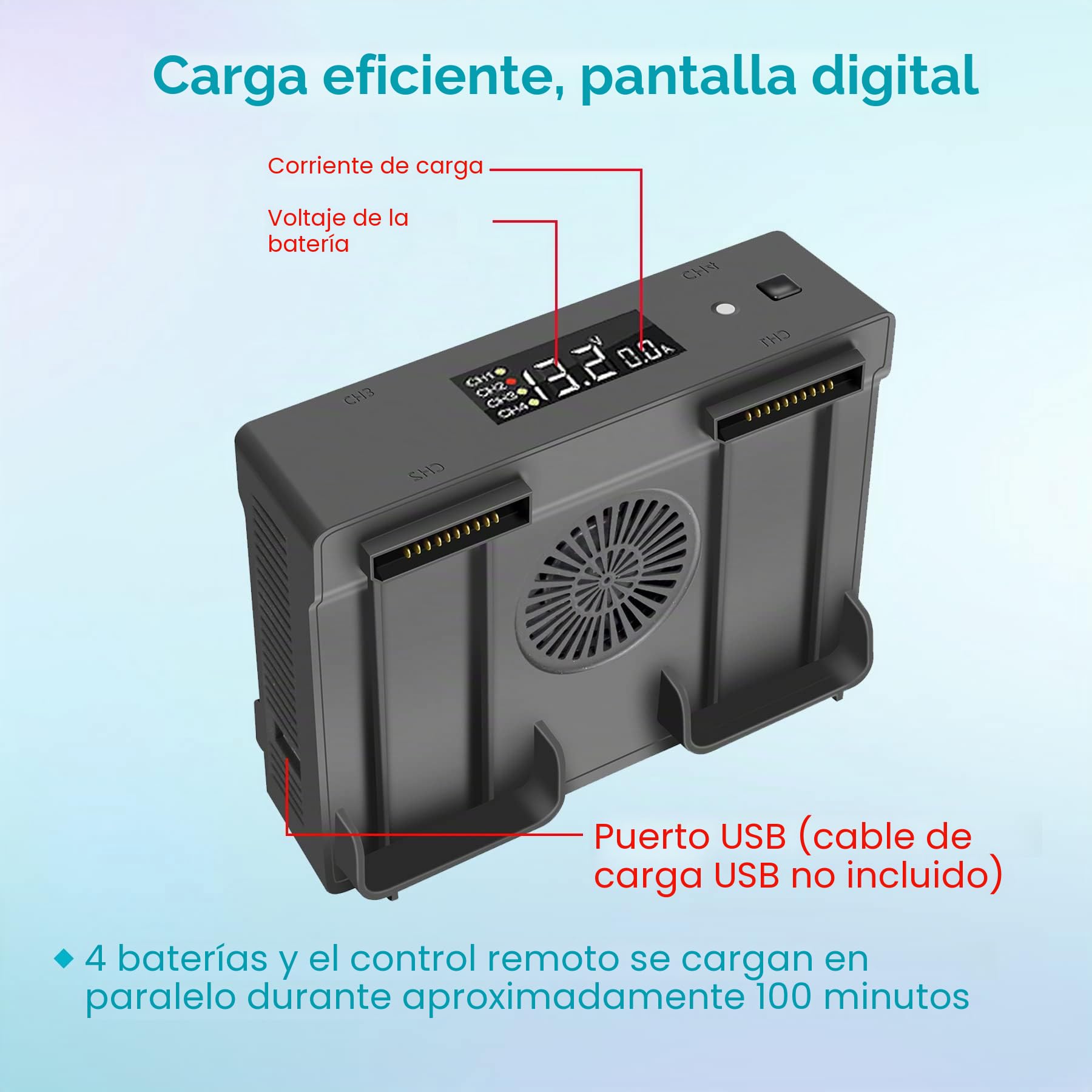 Cargador de Pared y Cargador de Coche 5 en 1 para DJI Air 2S, Mavic Air 2 Drone, Carga 4 Baterías, Accesorio de Centro de Carga Paralelo Hub