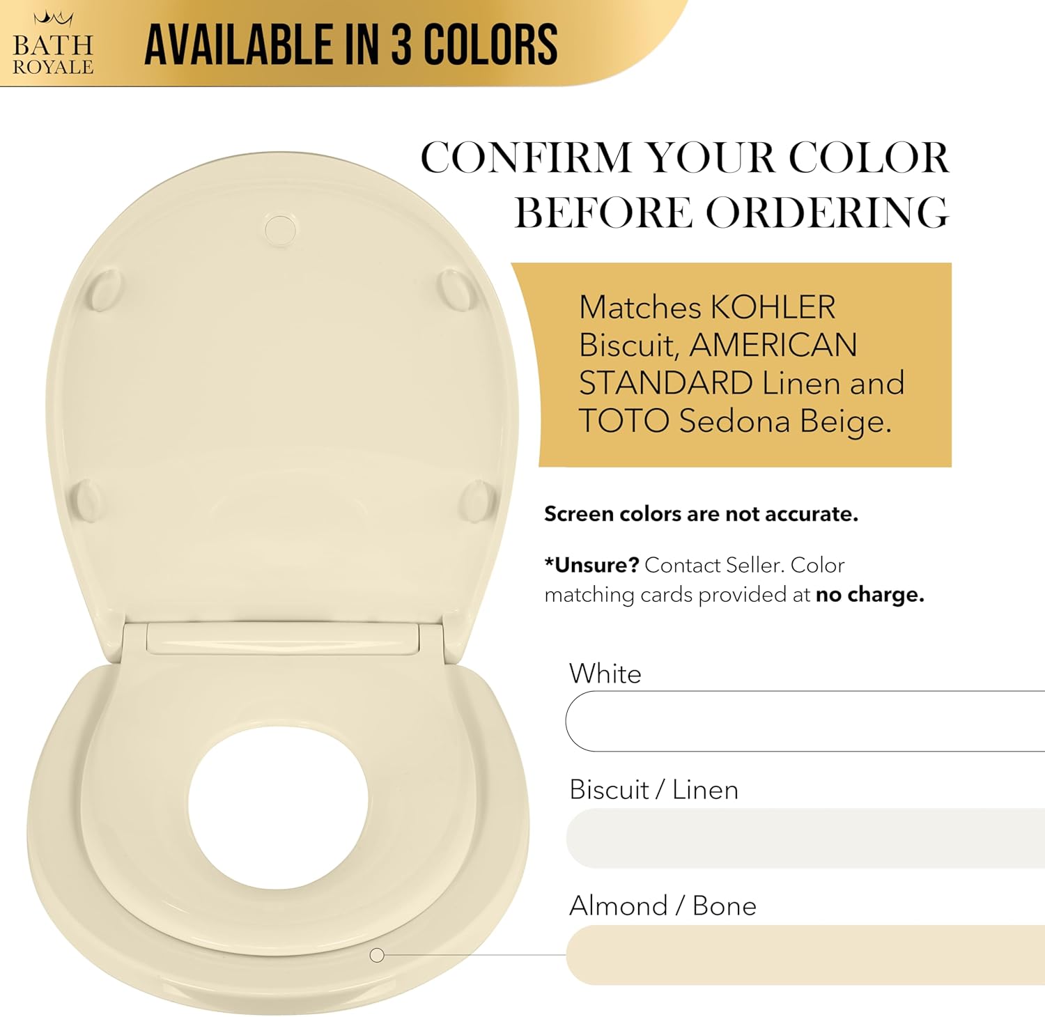 BATH ROYALE Potty Training Seat - Soft Close, Kingsport BR720-02, Round Almond/Bone, Adult/Child Combo