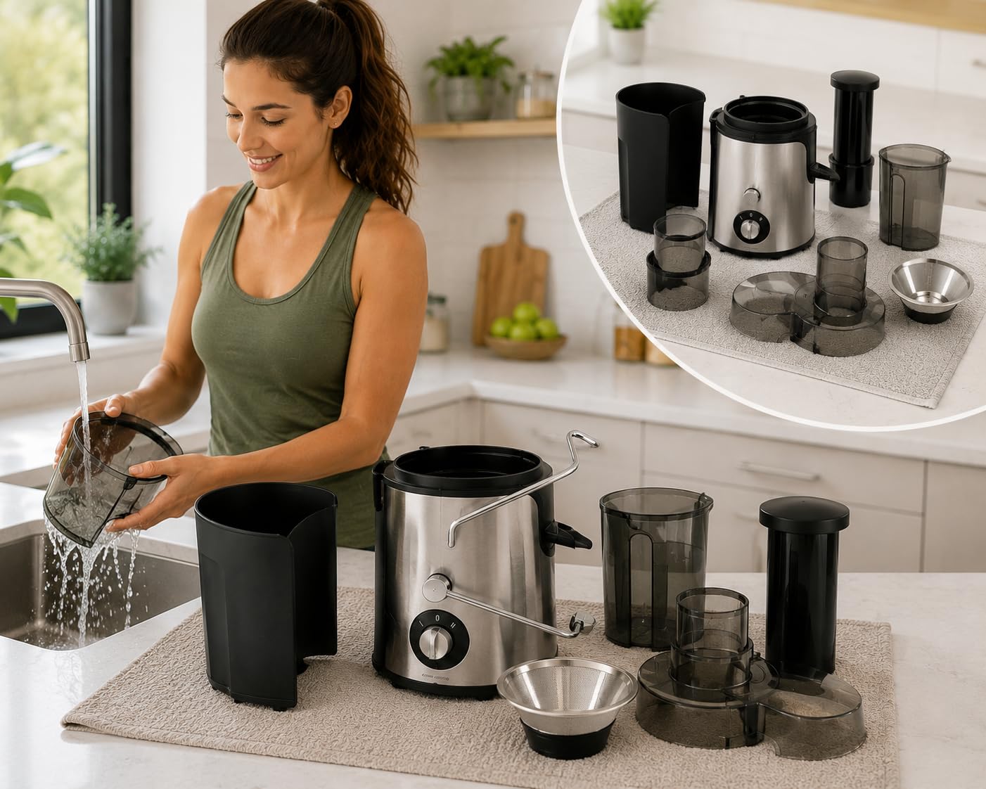Exprimidor Eléctrico de Frutas y Verduras Licuadora Extractora de Jugos Centrífuga para Frutas Juicer 2 Velocidades Contenedor de Pulpa 1.2L Fácil limpieza Extractor de Jugos 400W Acero Inoxidable