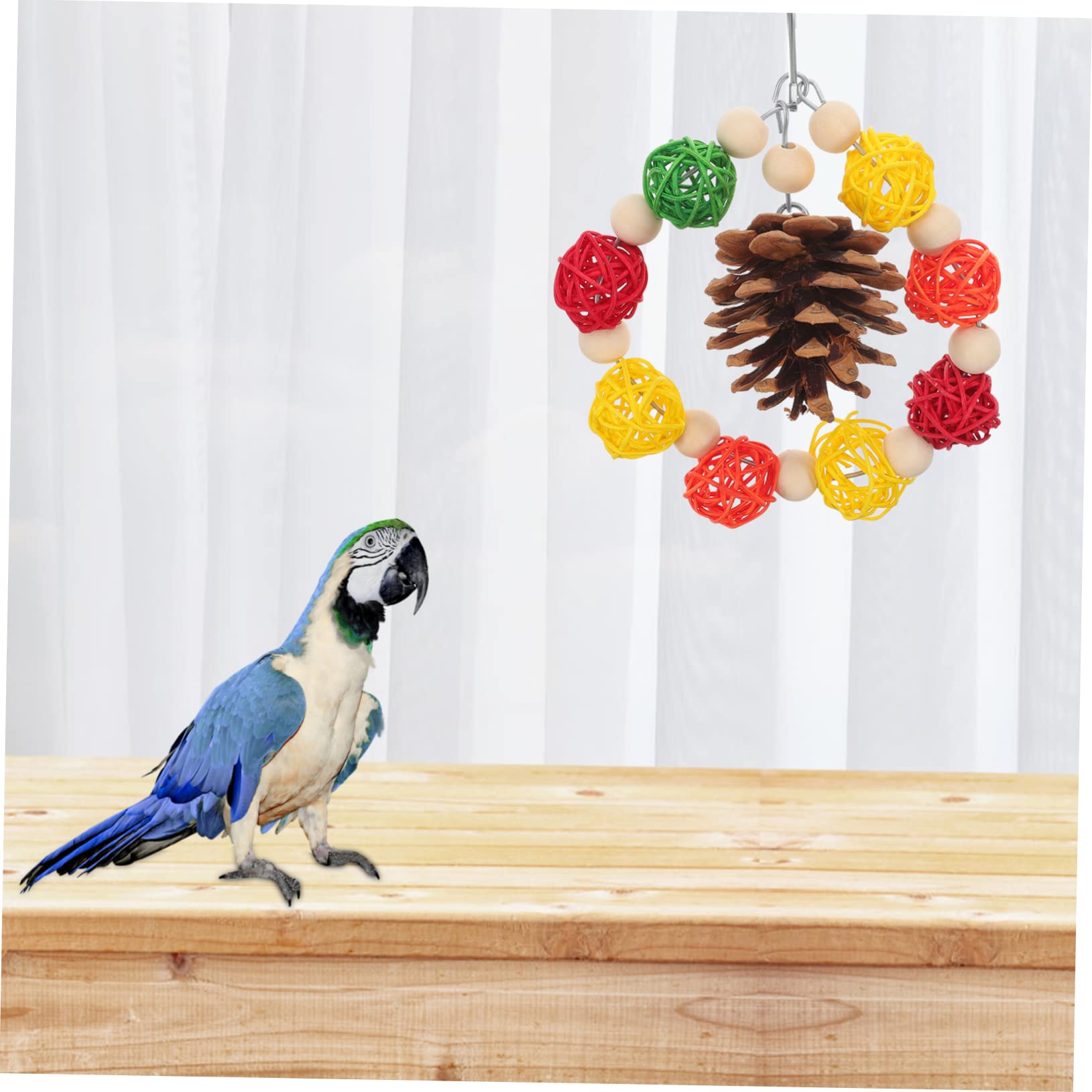POPETPOP 3pièces Jouet à Mâcher pour Oiseaux Cone De Pin Et Boule Rotin Jouet Amusant Et Sûr pour Perroquets Et Oiseaux Accessoire De Cage à Suspendre