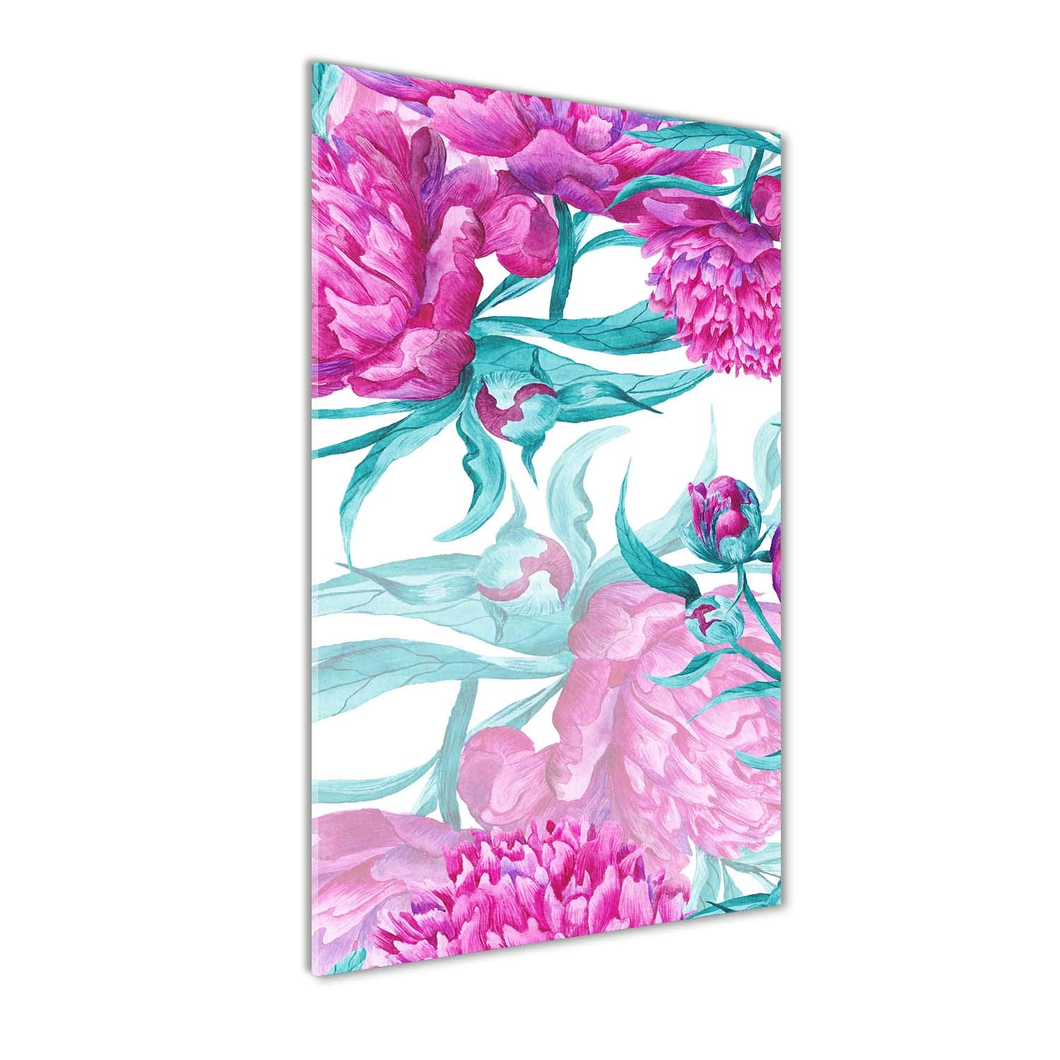 Photo décorative panoramique fleurs pivoines 60x120 cm tableau en verre