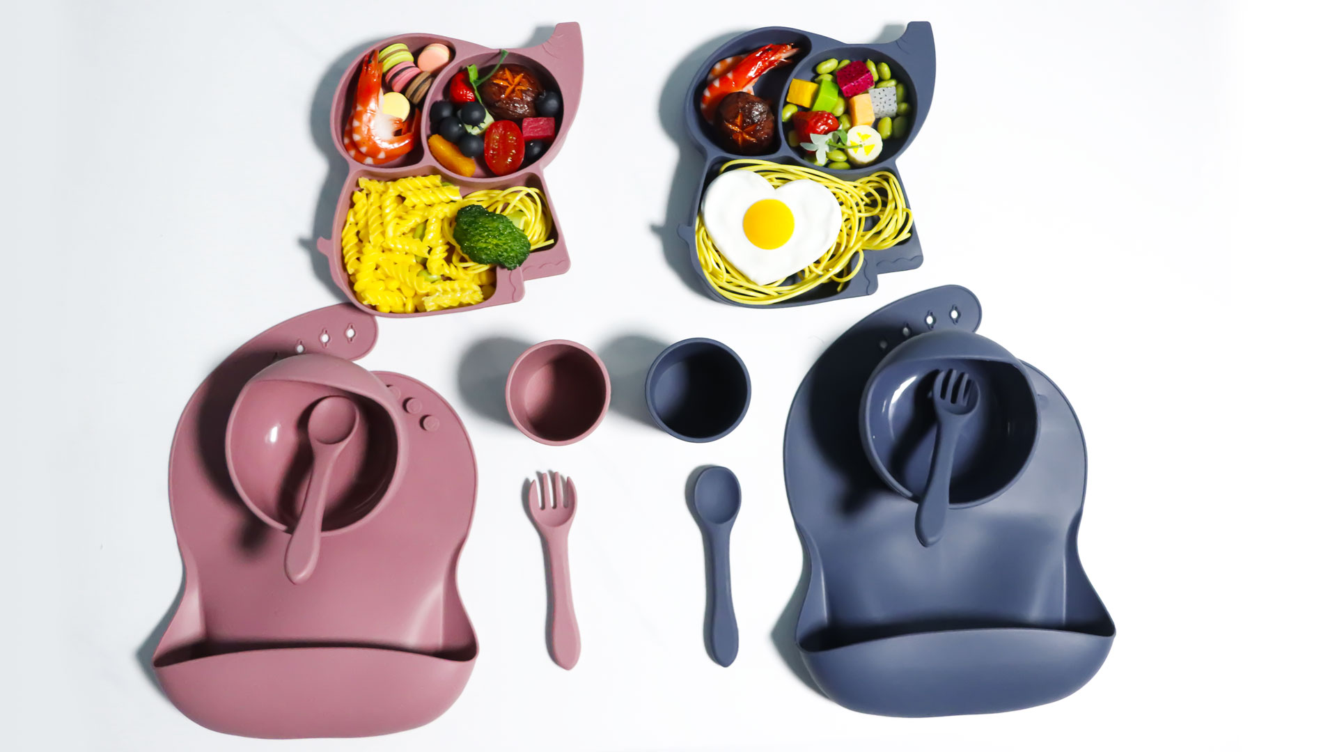 Set Svezzamento Bambino Domueay - 6 Pezzi In Silicone Con Ventosa, Senza BPA, Blu Elefante - Foto 1