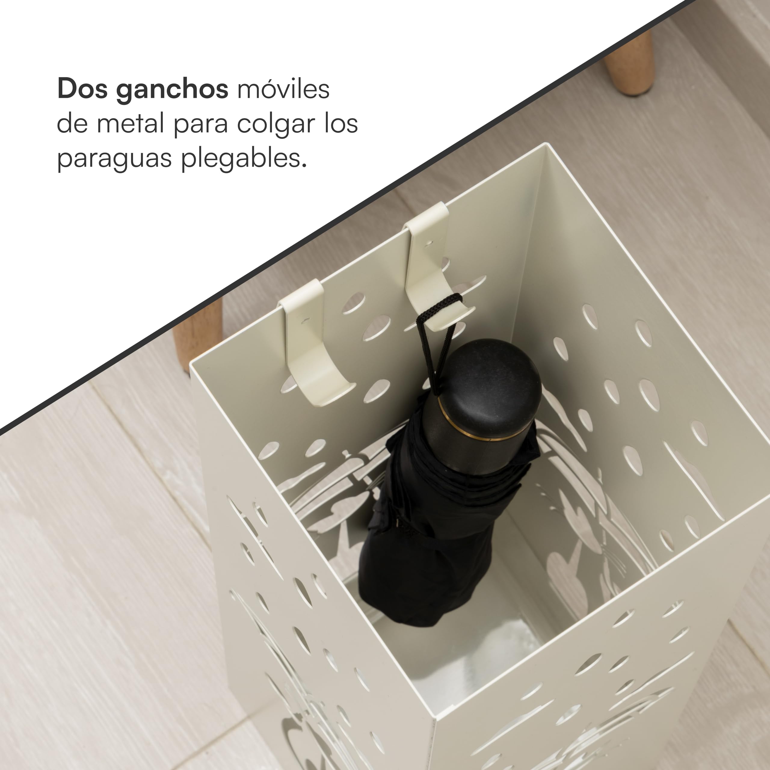 Baroni Home Paragüero Moderno Gato Tallado Lluvia 15,5x15x49 cm Blanco