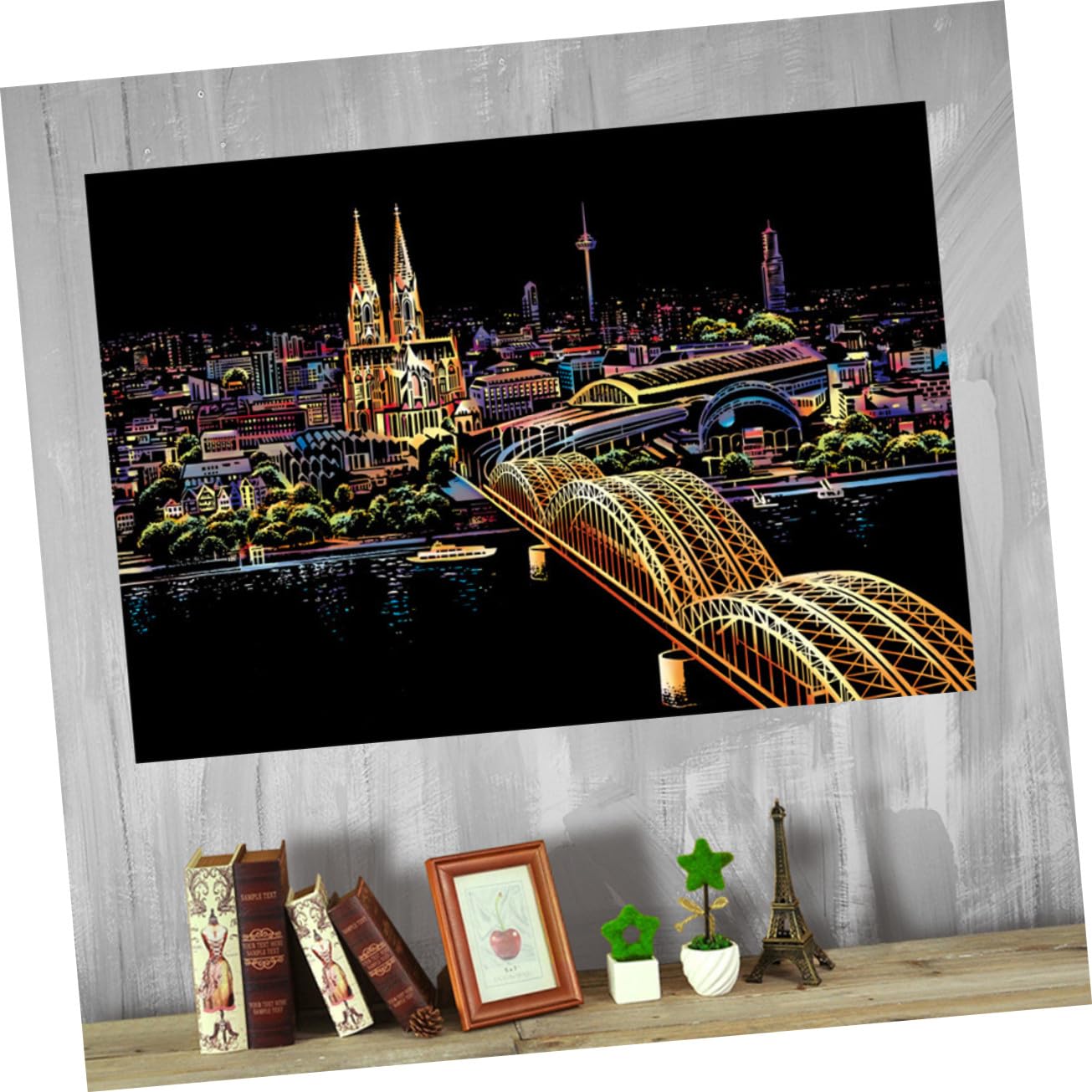 Motif Cathédrale de Cologne Outil de Décompression Sûr pour Dessin à Gratter pour Adultes en Papier et Présent DIY Loisirs Créatifs et Décoration