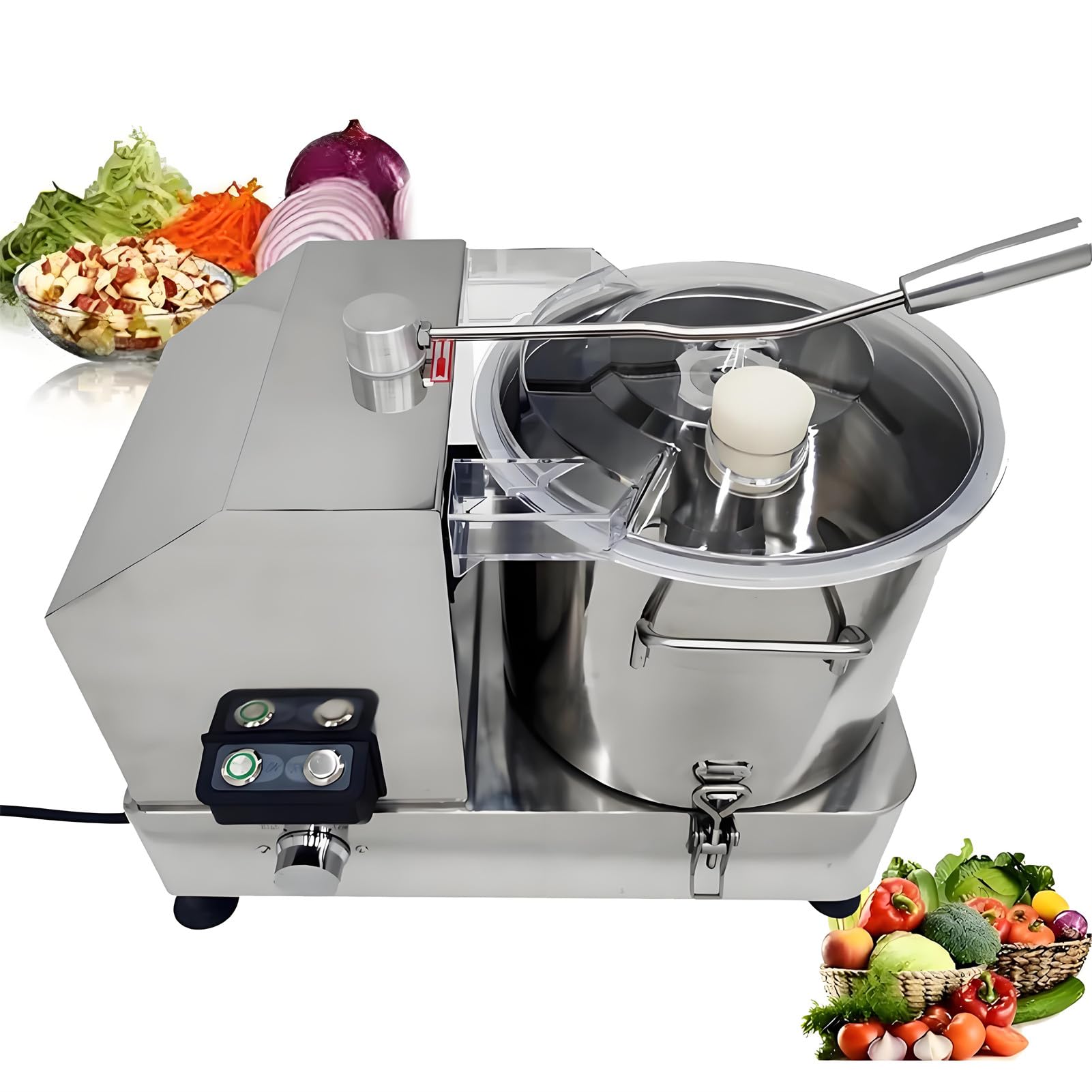 IUokLU Commercial Food Processor Heavy Duty Electric Vegetable Chopper, Stainless Steel Multifunctional Meat Grinder Veggie Cutter Mincer for Potato, Onion, Ginger, Cabbage (9L)