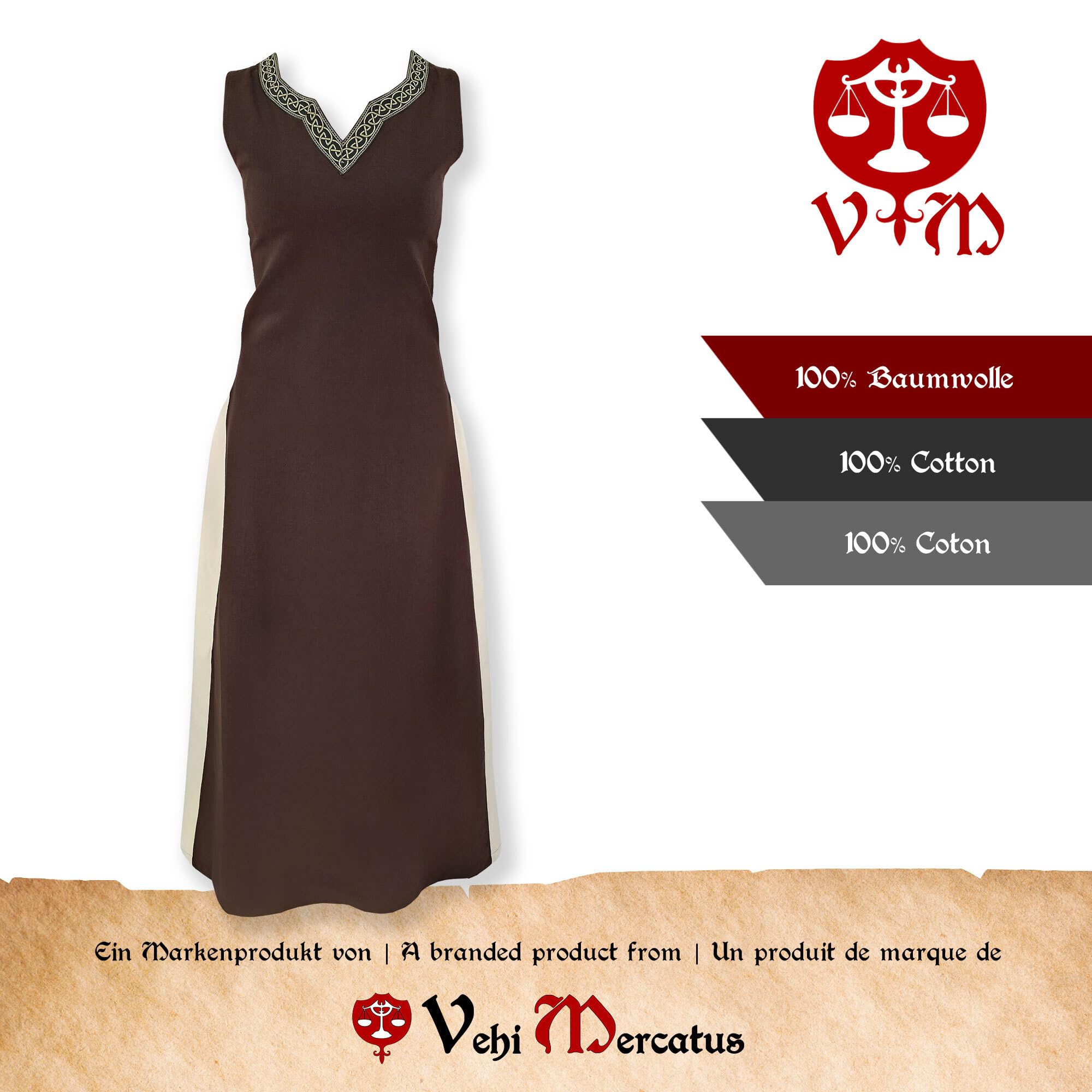 Mittelalter Kleid mit Schnürung ärmellos Juta-zweifarbig-ver. Farbvariationen-Mittelalter, LARP, Reenactment