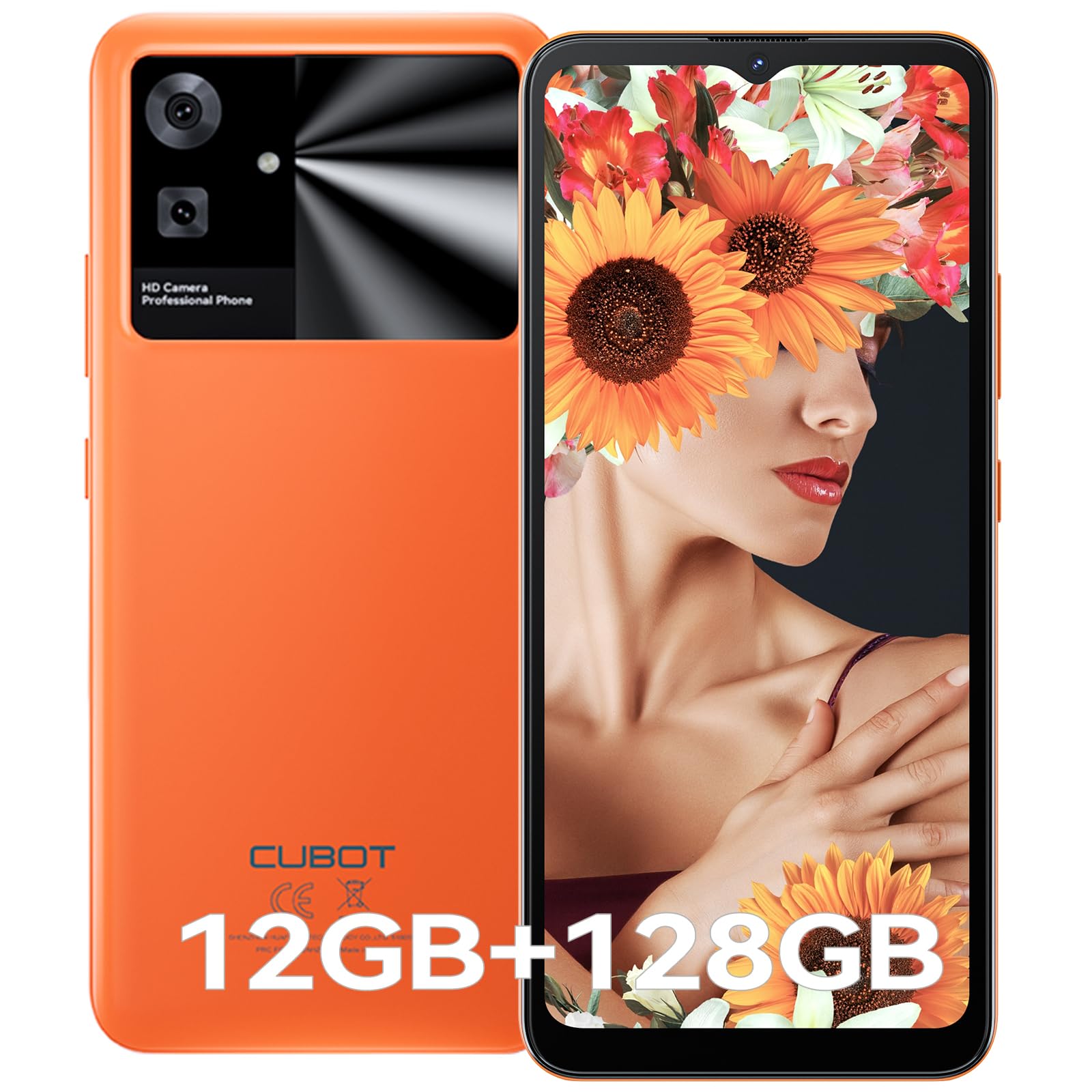 CUBOT Note 21 Smartphone 12GB(6+6) RAM + 128GB ROM TF 1TB Expand 6,56" 90Hz Schermo Android 13 Telefono Cellulare 50MP Fotocamera 5200mAh 4G Doppio SIM Octa Core Face ID - Arancione