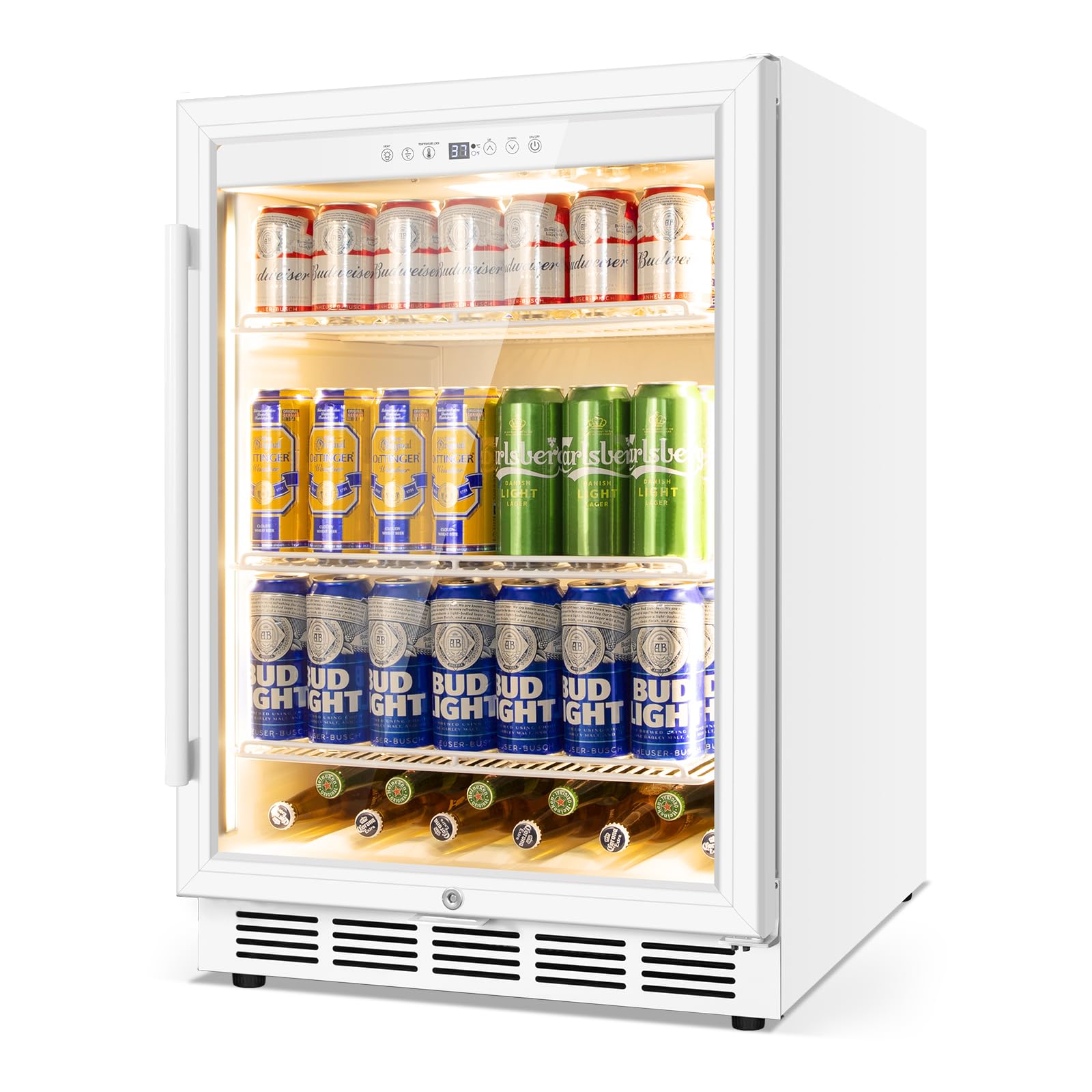FoMup 24 Inch Beverage Refrigerator with Glass Door