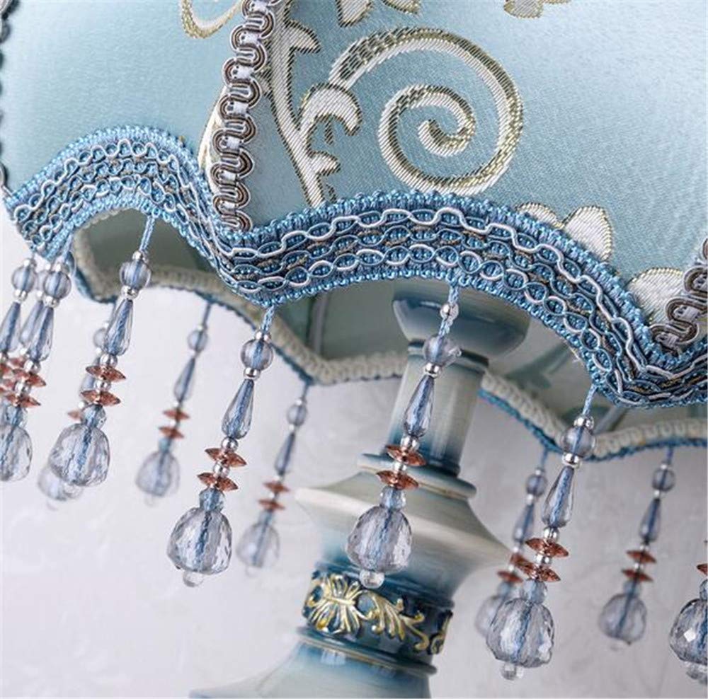 Traditional Blue Table Lamps Handmade Fabric Lampshade Victorian