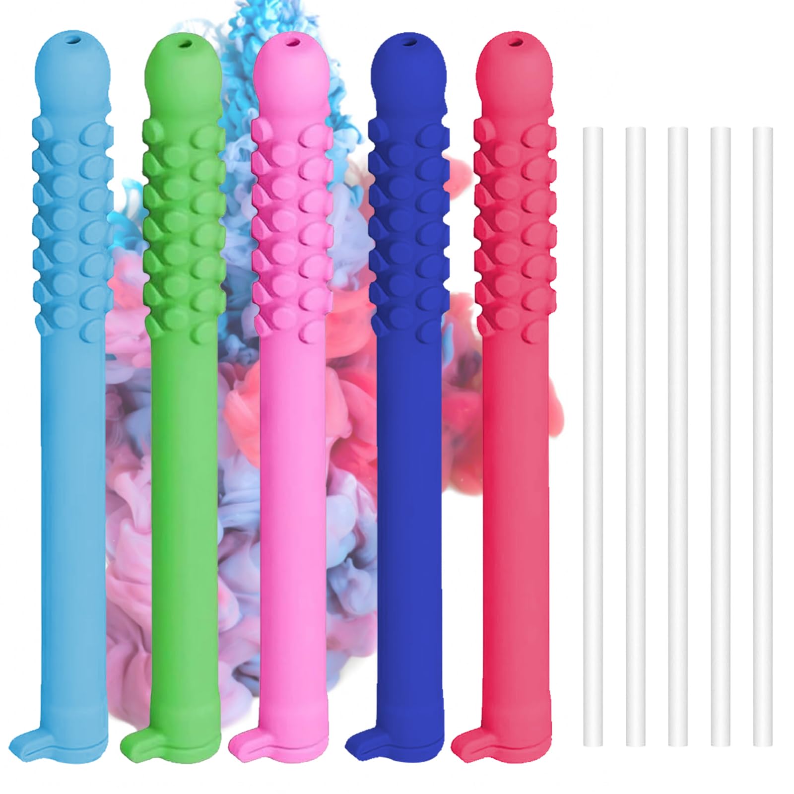 5Pcs Chewable Breather Quit Smoking with 5 Refill Sticks Chewable Breather Sticks,Portable Quit Smoking Sticks with Multiple Flavors for Concentration