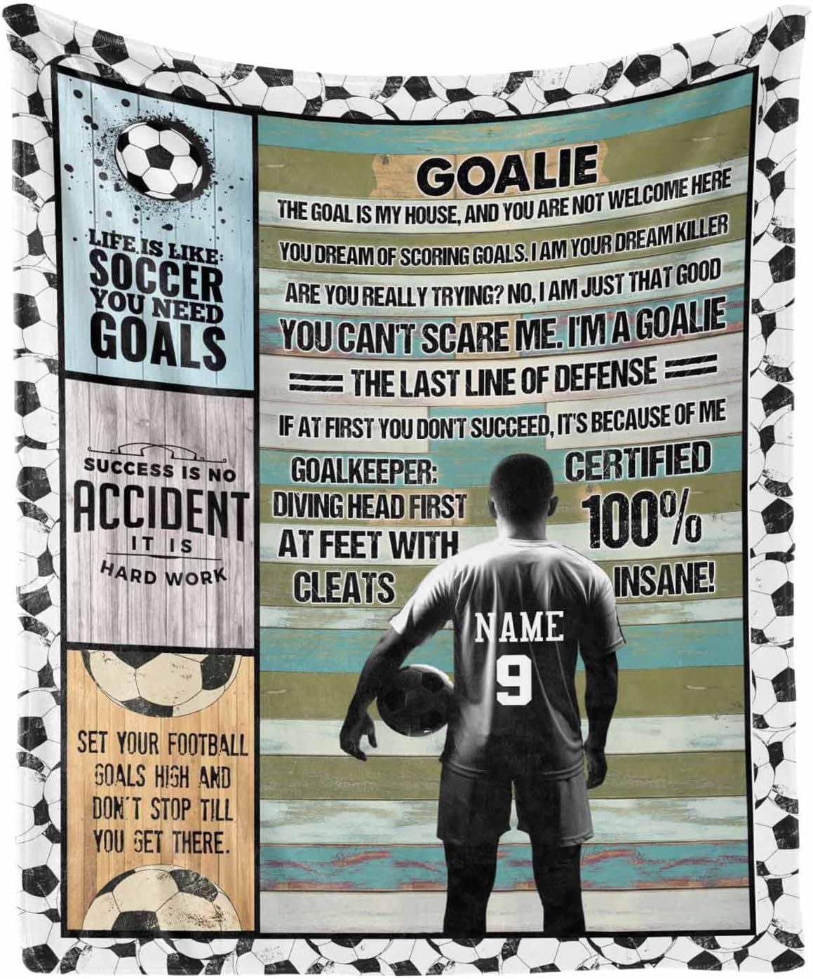 MyPupSocks to My Grandson/Son Sports Boys Football Throw Blanket Personalized Football Sports Name Blanket with Love Message Gift from Family - Super Cozy Throw Blanket 40"x50"