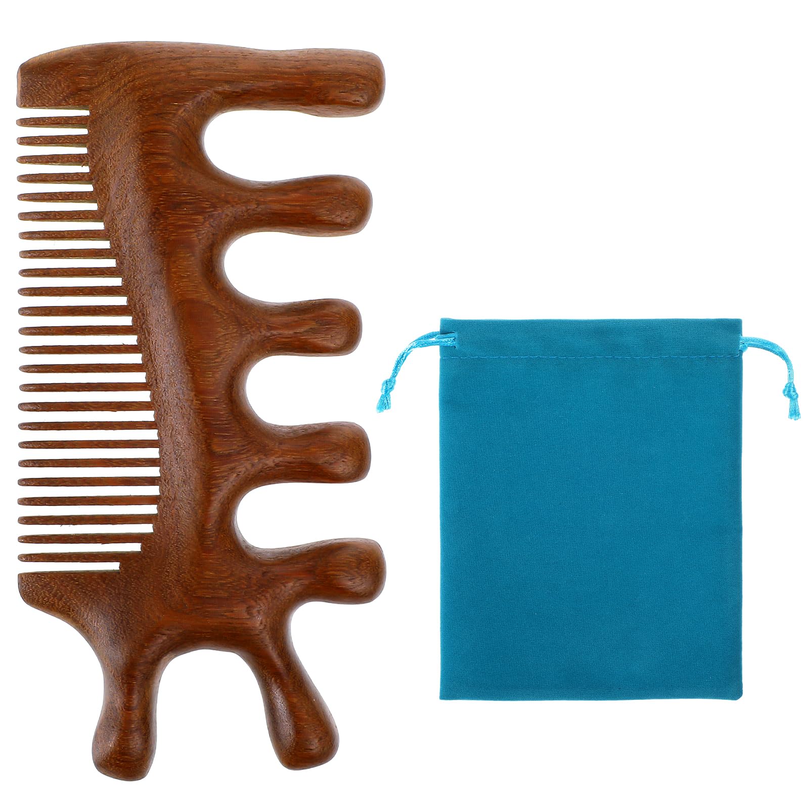 Wooden Scalp Comb Scalp Massage Tool Scalps Massager Hair Growth Wooden Massage Comb 4 in 1 Sandalwood Gua