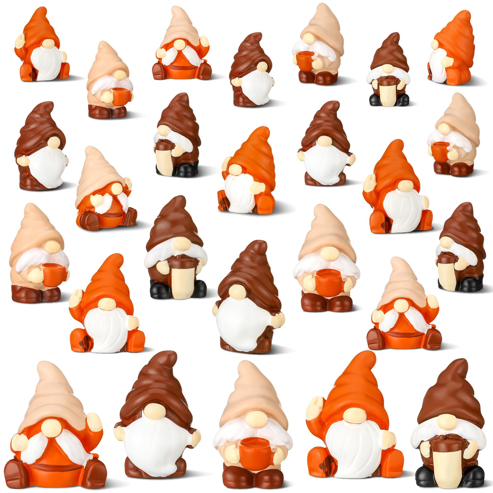 Wonderjune 60 Pcs Mini Coffee Gnomes Tiny Resin Statues to Hide Miniature Gnomes Figurines for Coffee Bar Accessories Decor Cute Statues for Bar Shelf