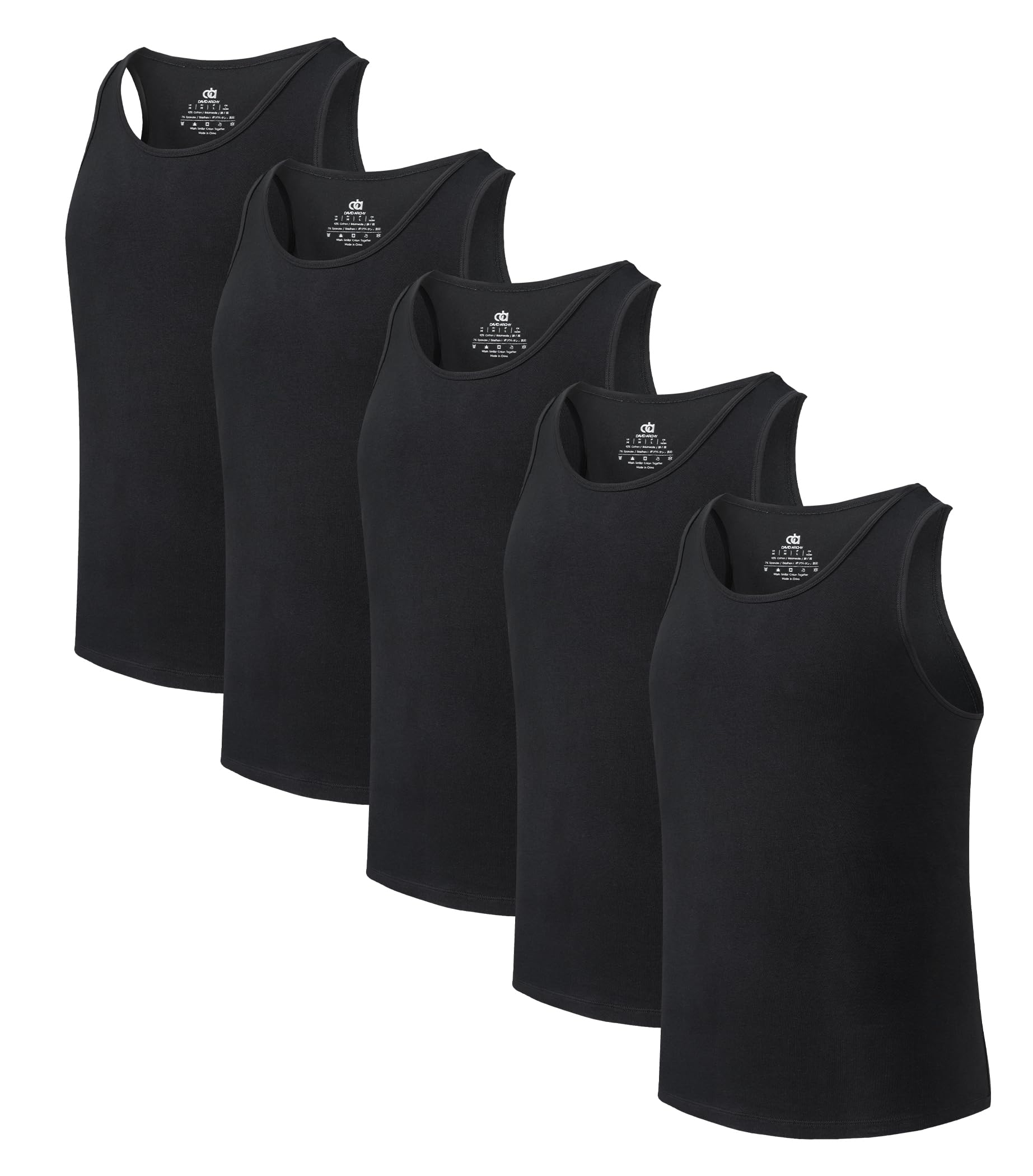 DA Men's 3 Pack Bamboo Fiber V-Neck Tank Tops | Fresco, leggero, elastico, traspirante, girocollo o scollo a V, liscio sotto camicie per lavoro e uso quotidiano