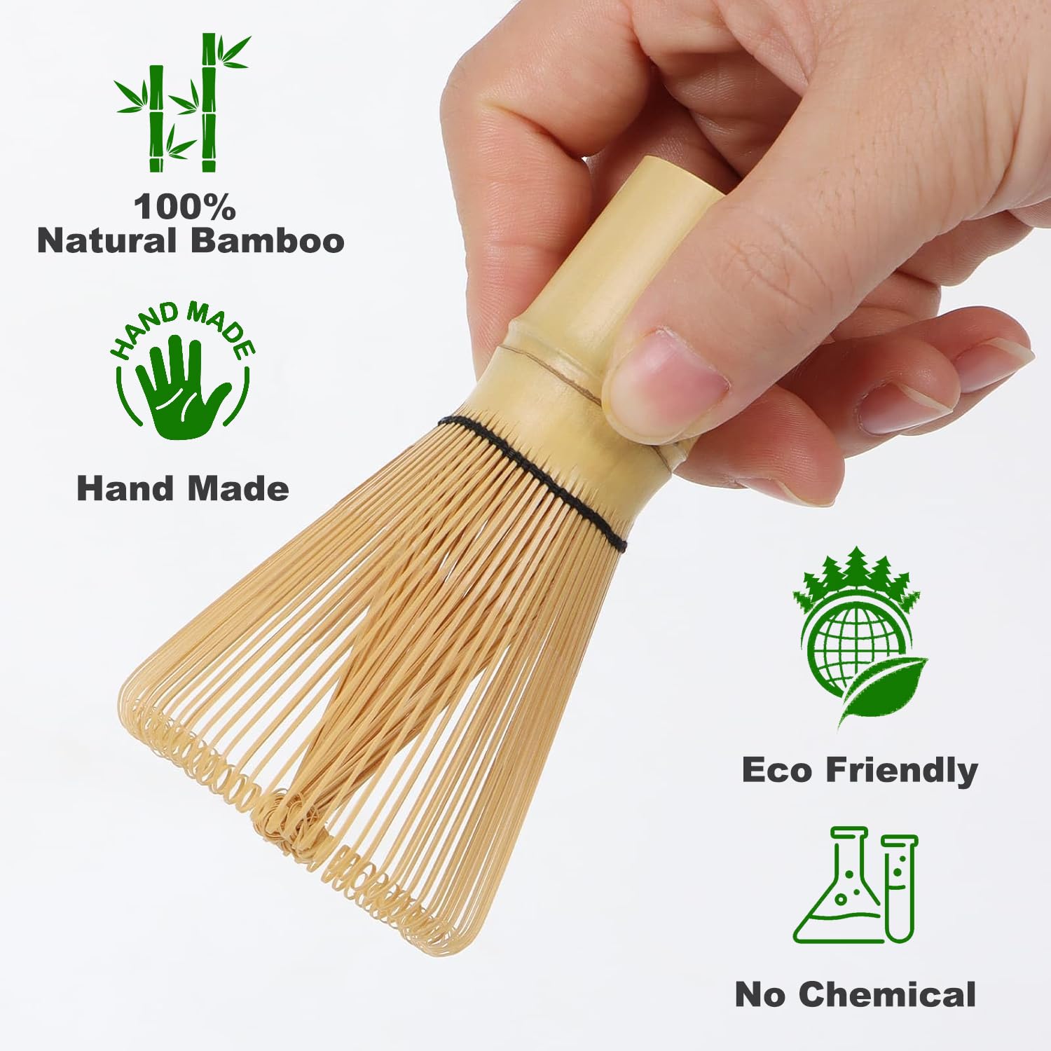 Fouet à matcha 120 dents en bambou pour poudre de matcha – Authentique chasen japonais traditionnel – Mélangeur à matcha Wisk pour préparation du thé de cérémonie