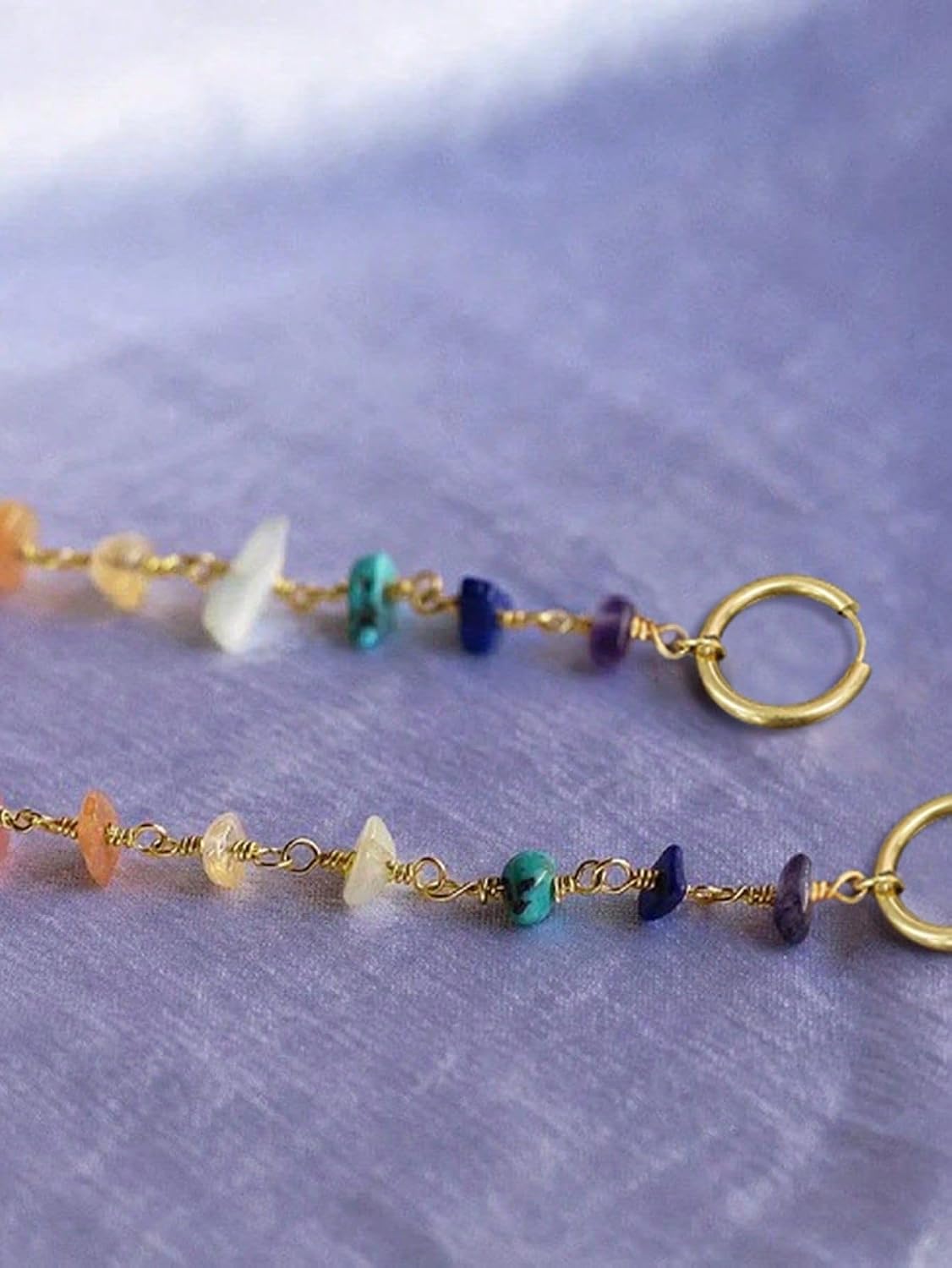 Boho Colorful Beaded Crystal Long Drop Earrings for Women,Natural Stone Dangle Earrings for Women Daily Wear,Wedding Party