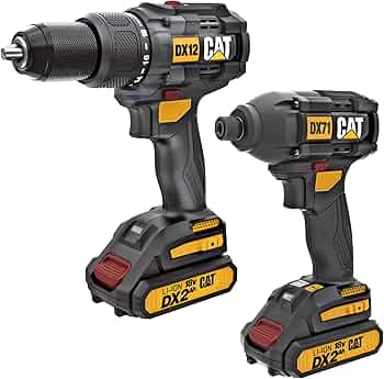 Cat® 18V 1 FOR ALL Cordless Hammer Drill & Impact Driver Combo Kit with 2 Batteries -DX12K, Black
