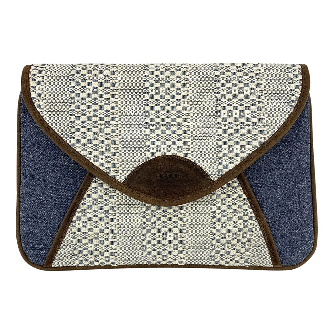Hide & Drink, Envelope Clutch Bag Handmade from Denim & Raw Canvas - Small Ladies Handbag Purse, Convenient Storage for Personal Items, Money, Phone - Water Resistant, Durable, Washable - Interlaken