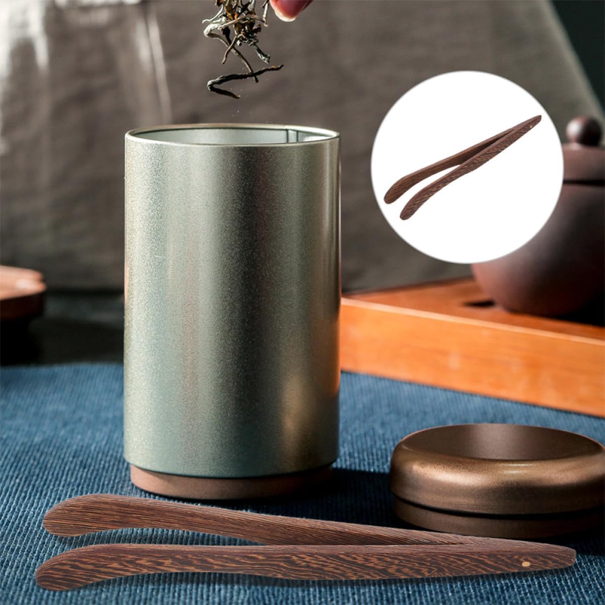 2pcs Wooden Tea Tongs Tea Ceremony Clip for Sugar Cubes and Loose Tea